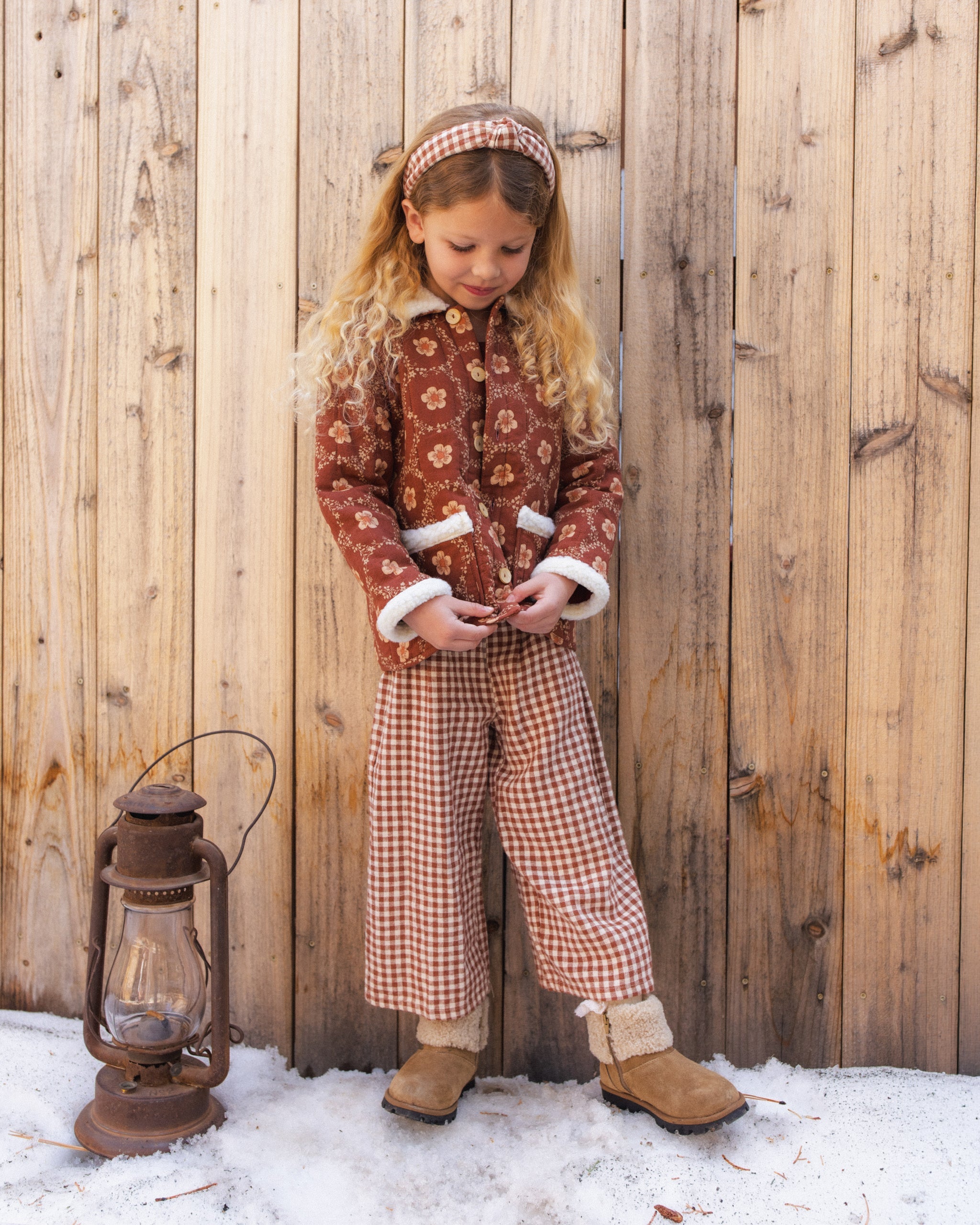 Wide Leg Pant Brick Check - Rylee + Cru | Kids Clothes | Trendy Baby Clothes | Modern Infant Outfits |