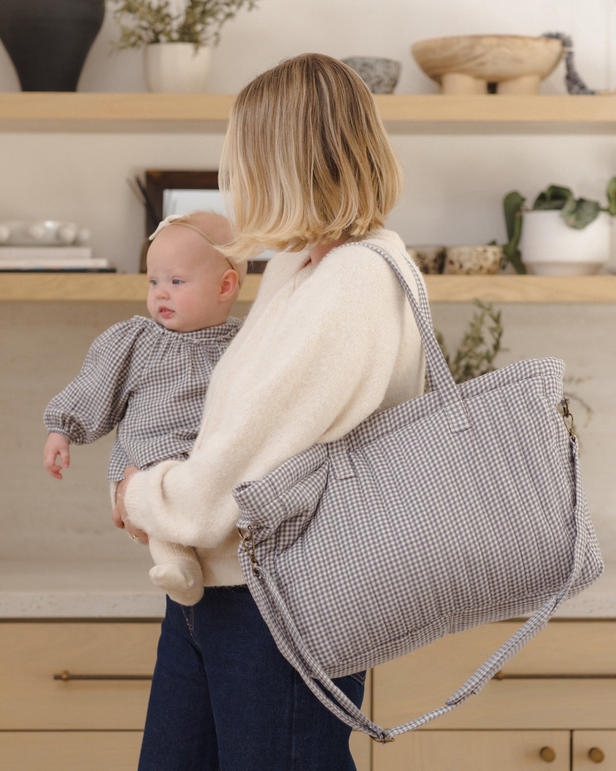 Diaper Bag + Changing Pad Set Midnight Gingham - Rylee + Cru | Kids Clothes | Trendy Baby Clothes | Modern Infant Outfits |