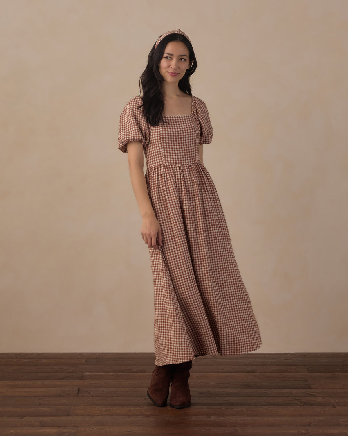 Women's Keyara Dress Brick Check - Rylee + Cru | Kids Clothes | Trendy Baby Clothes | Modern Infant Outfits |