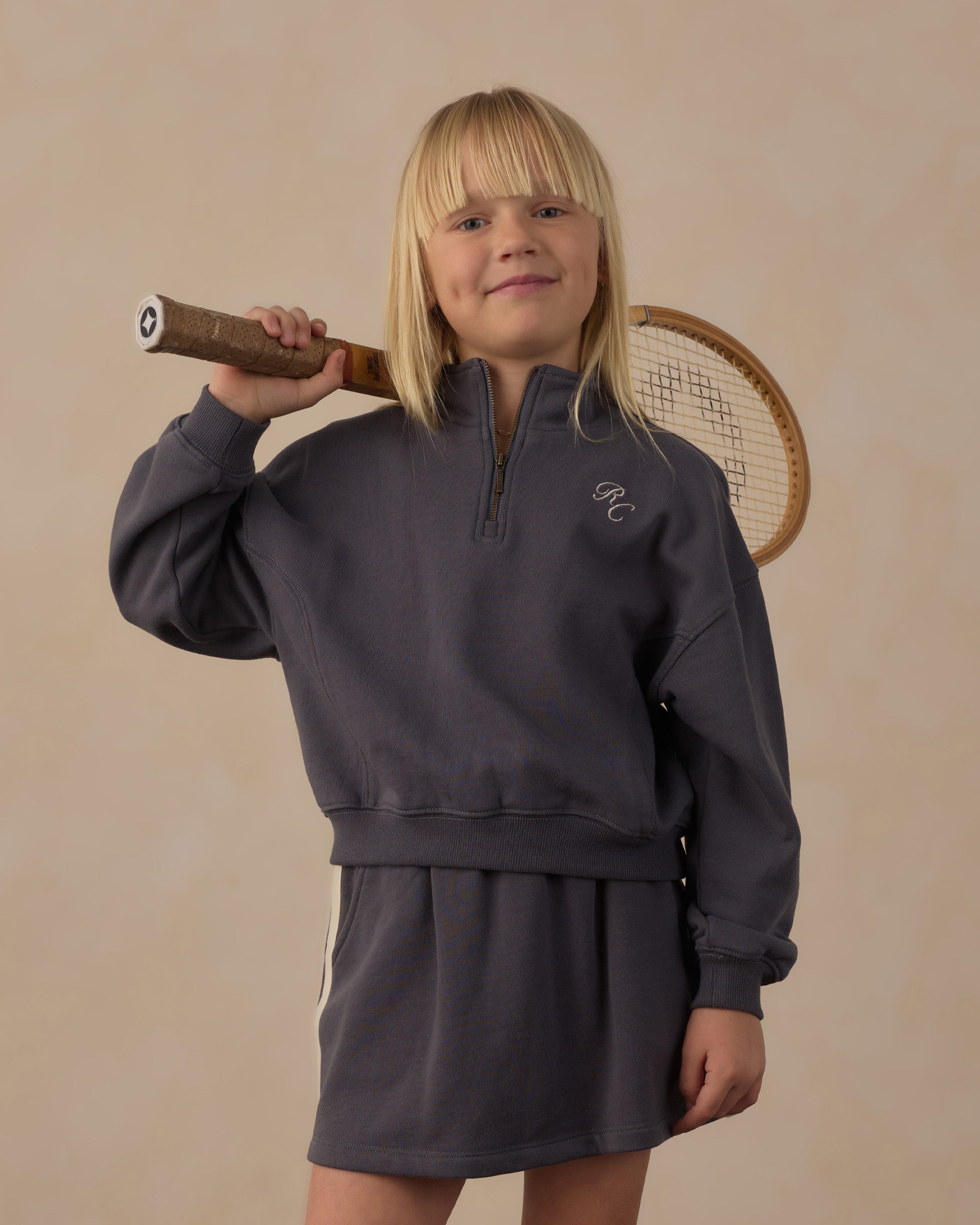 Half Zip Sweatshirt Midnight - Rylee + Cru | Kids Clothes | Trendy Baby Clothes | Modern Infant Outfits |