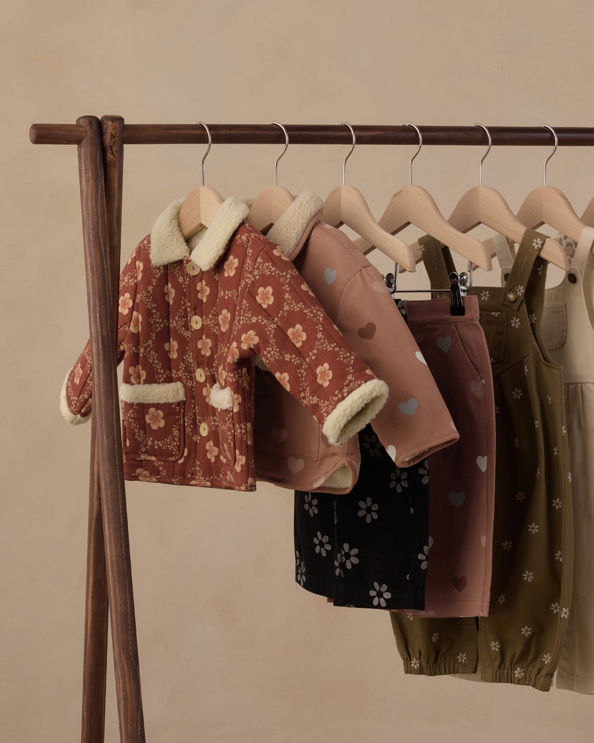 Quilted Coat Brick Daisies - Rylee + Cru | Kids Clothes | Trendy Baby Clothes | Modern Infant Outfits |