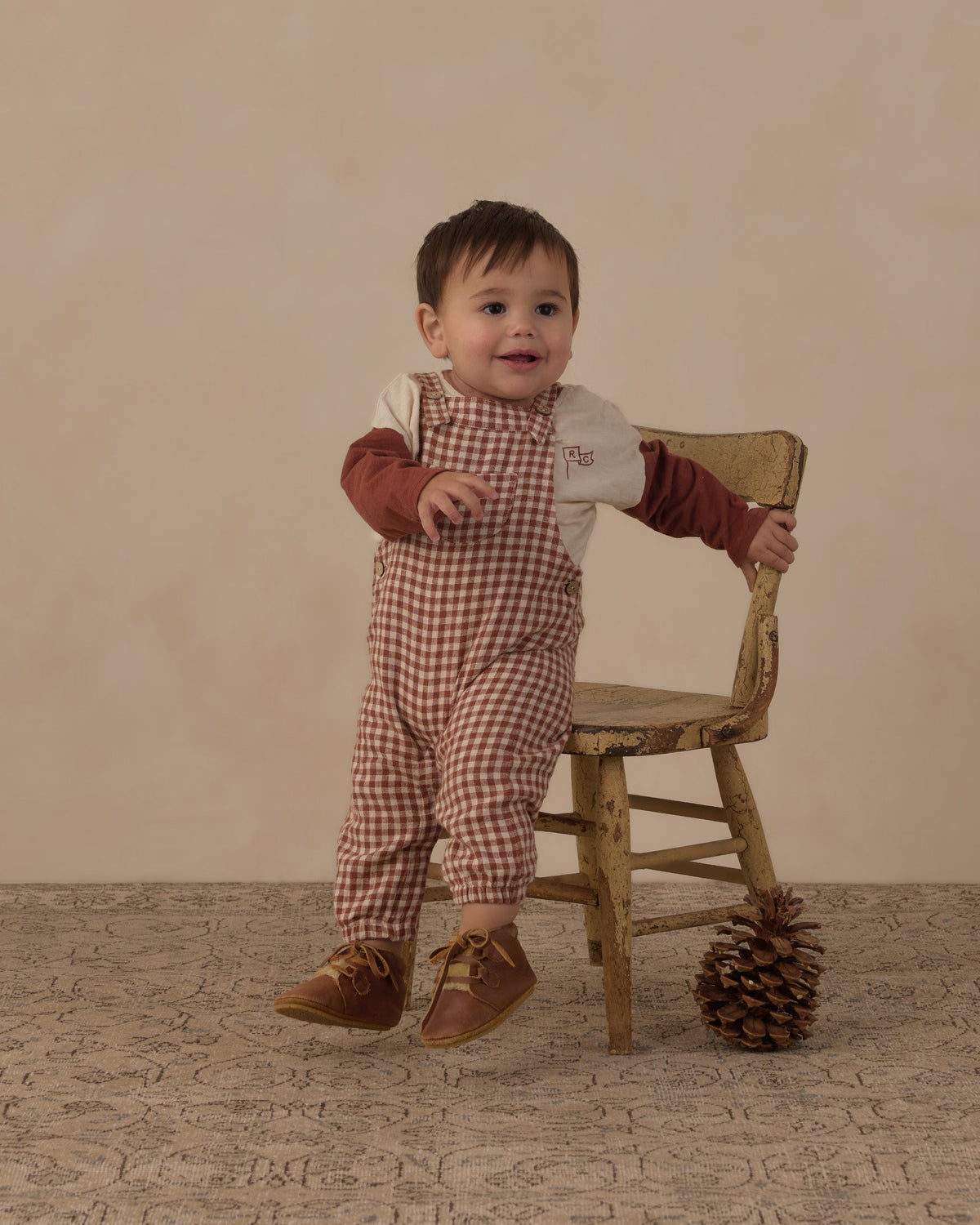 Baby Overalls Brick Check - Rylee + Cru | Kids Clothes | Trendy Baby Clothes | Modern Infant Outfits |