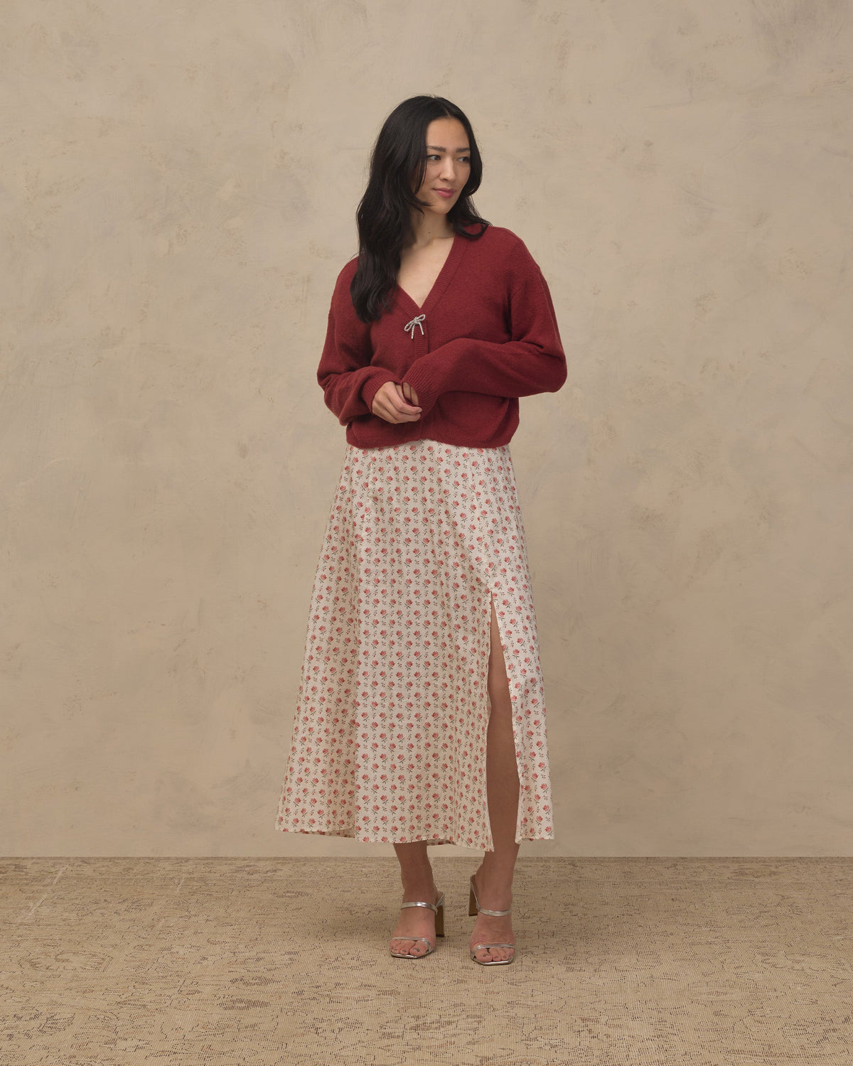 Women's Bow Cardigan Ruby