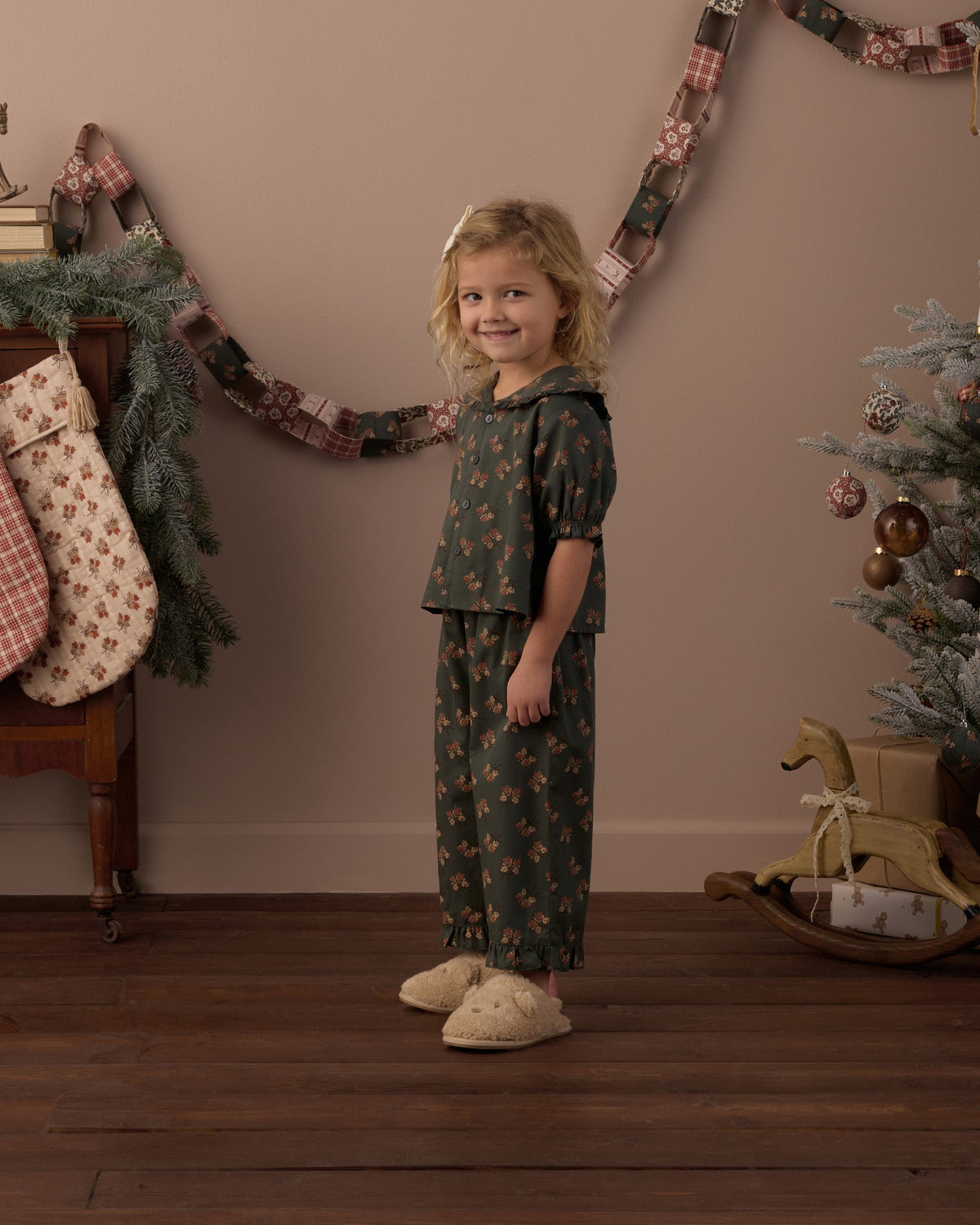 Ruffle Pajamas Evergreen Bouquet - Rylee + Cru | Kids Clothes | Trendy Baby Clothes | Modern Infant Outfits |