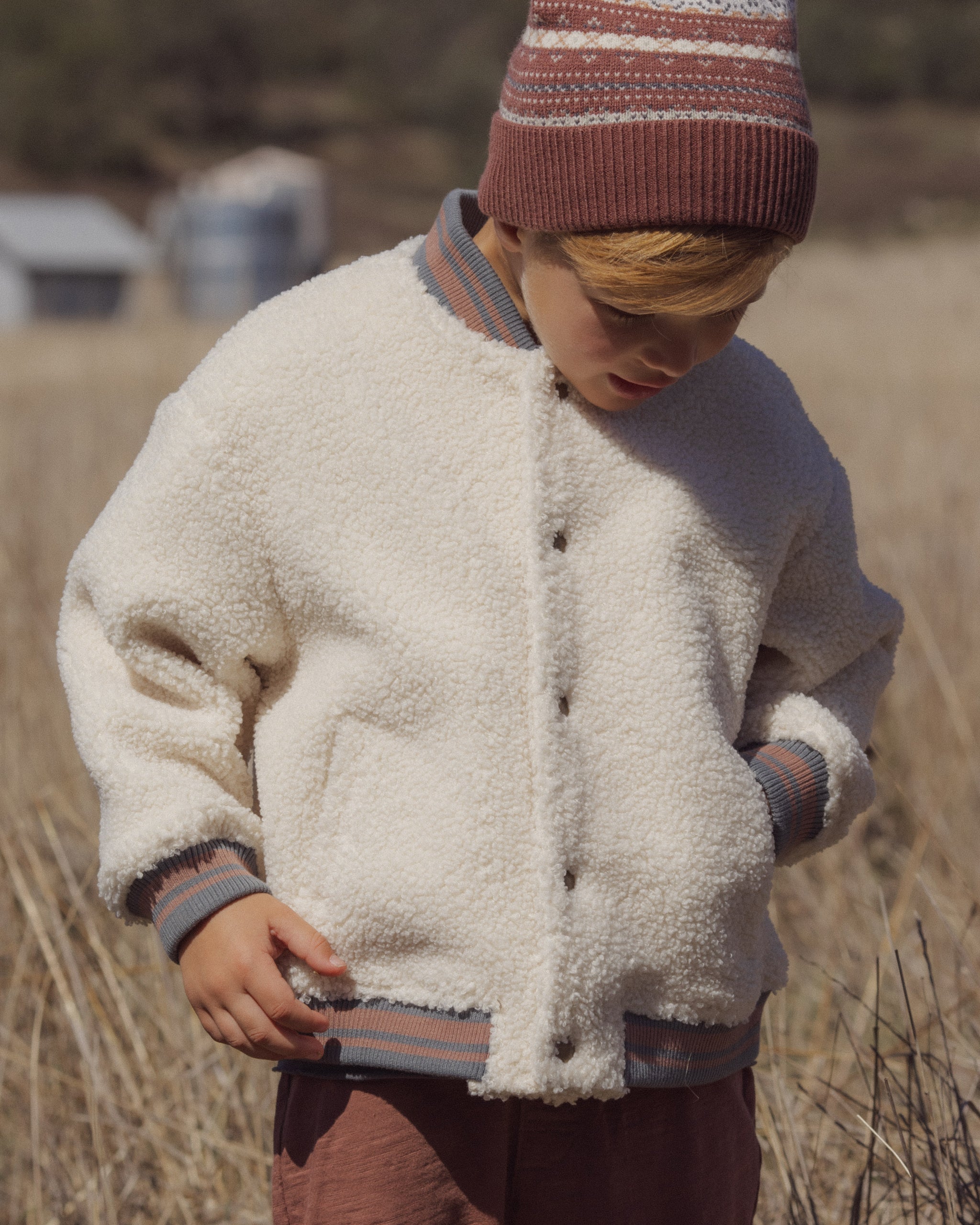Sherpa Bomber Natural - Rylee + Cru | Kids Clothes | Trendy Baby Clothes | Modern Infant Outfits |