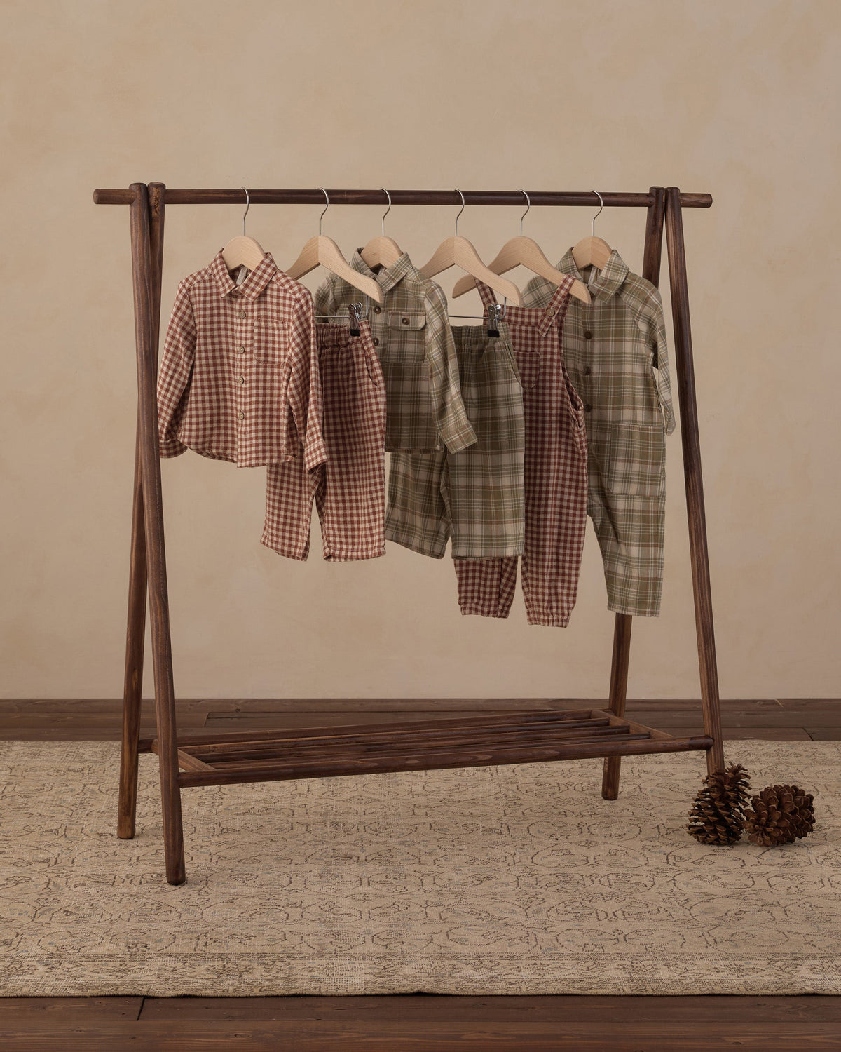 Collared Baby Jumpsuit Olive Dobby Plaid - Rylee + Cru | Kids Clothes | Trendy Baby Clothes | Modern Infant Outfits |