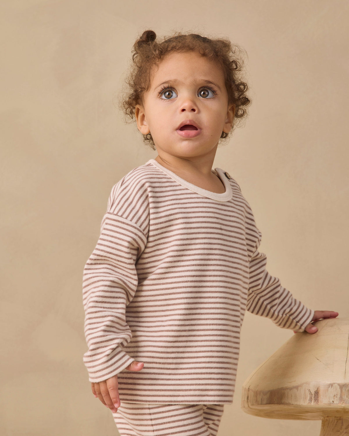 Long Sleeve Tee Cocoa Microstripe - Rylee + Cru | Kids Clothes | Trendy Baby Clothes | Modern Infant Outfits |