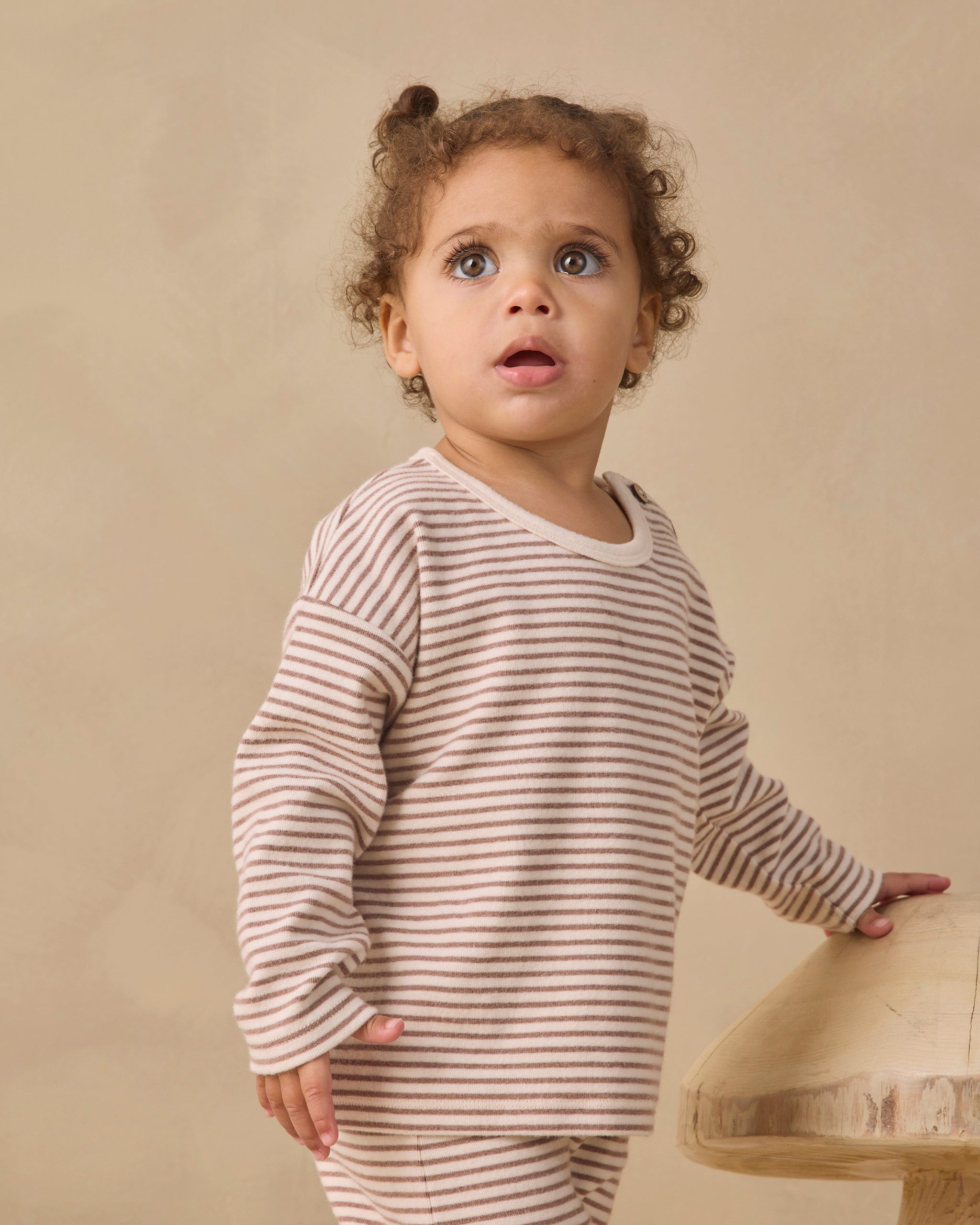 Drawstring Pant Cocoa Microstripe - Rylee + Cru | Kids Clothes | Trendy Baby Clothes | Modern Infant Outfits |