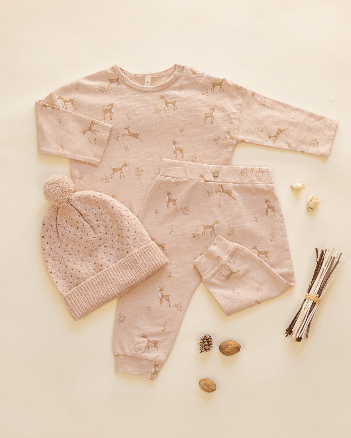 Long Sleeve Tee + Pant Set Fawns - Rylee + Cru | Kids Clothes | Trendy Baby Clothes | Modern Infant Outfits |