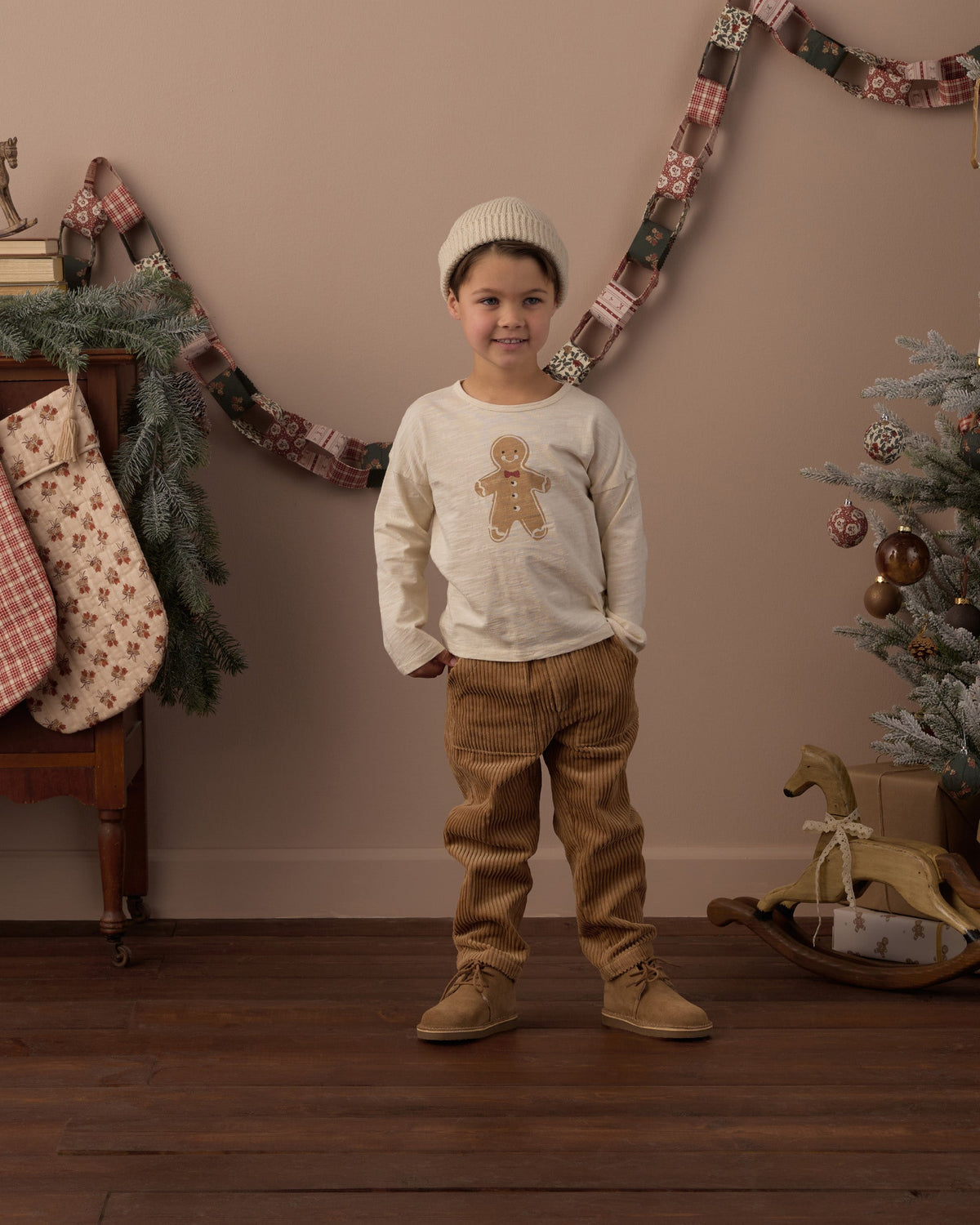 Long Sleeve Tee Gingerbread Man - Rylee + Cru | Kids Clothes | Trendy Baby Clothes | Modern Infant Outfits |