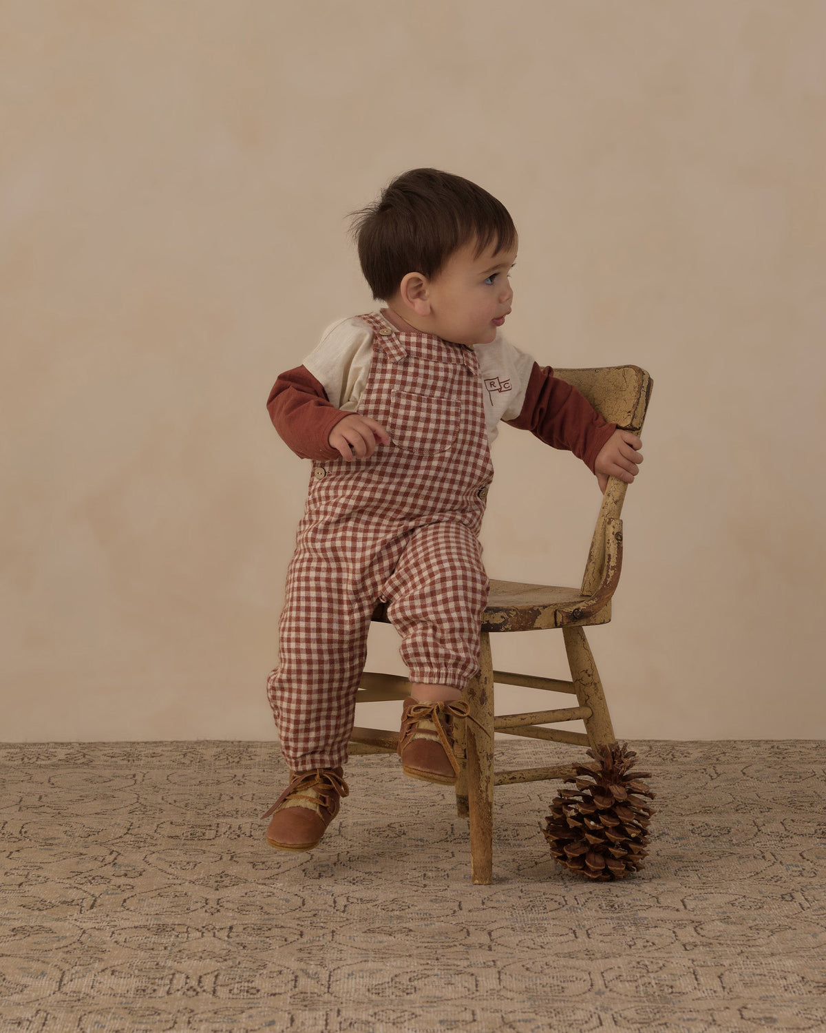 Baby Overalls Brick Check - Rylee + Cru | Kids Clothes | Trendy Baby Clothes | Modern Infant Outfits |