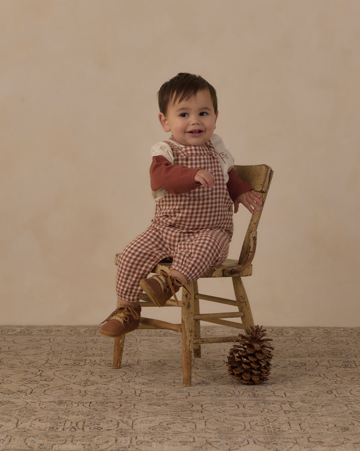 Baby Overalls Brick Check - Rylee + Cru | Kids Clothes | Trendy Baby Clothes | Modern Infant Outfits |