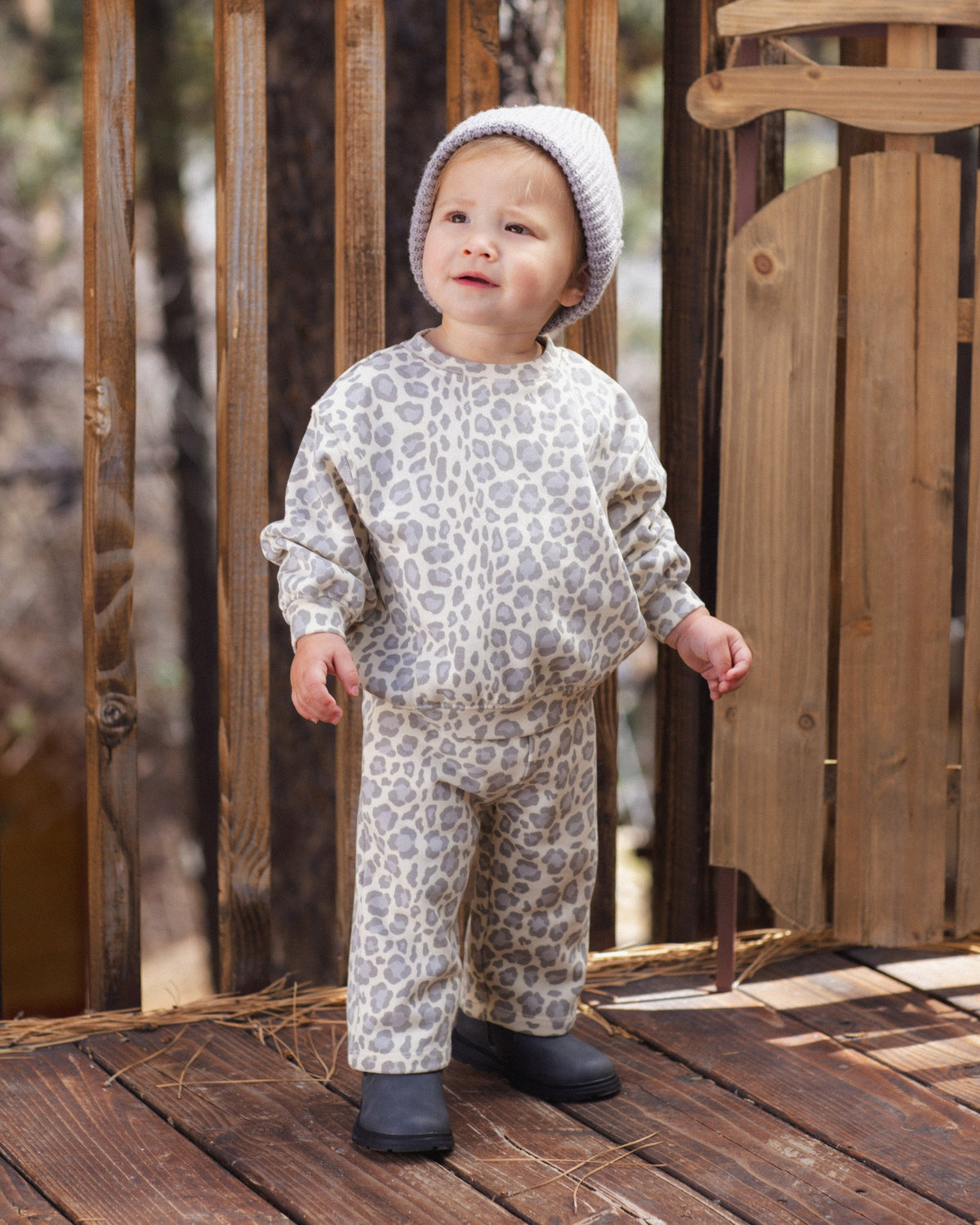 Oversized Sweatshirt Blue Leopard - Rylee + Cru | Kids Clothes | Trendy Baby Clothes | Modern Infant Outfits |