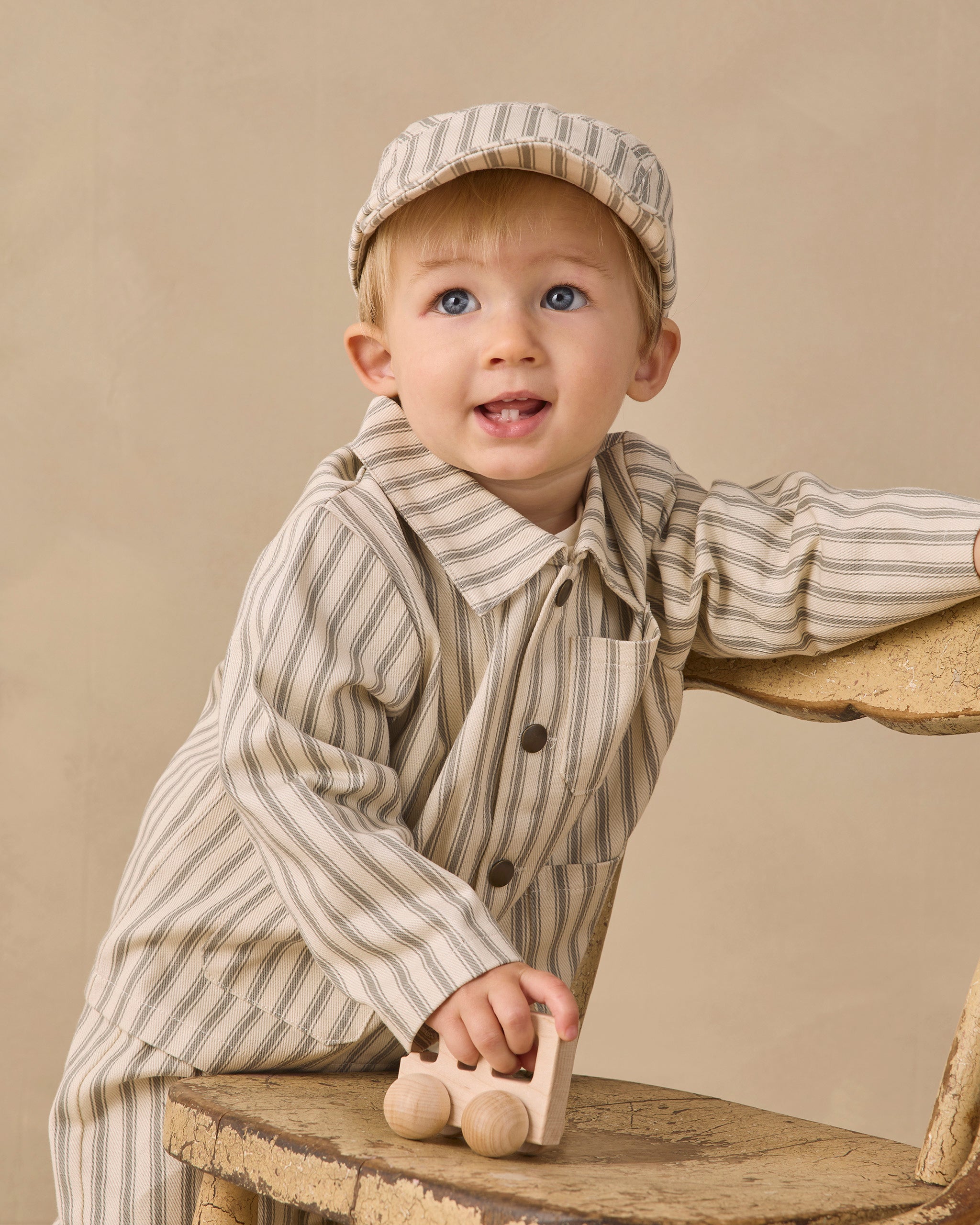 Baby Cap Laurel Pinstripe - Rylee + Cru | Kids Clothes | Trendy Baby Clothes | Modern Infant Outfits |