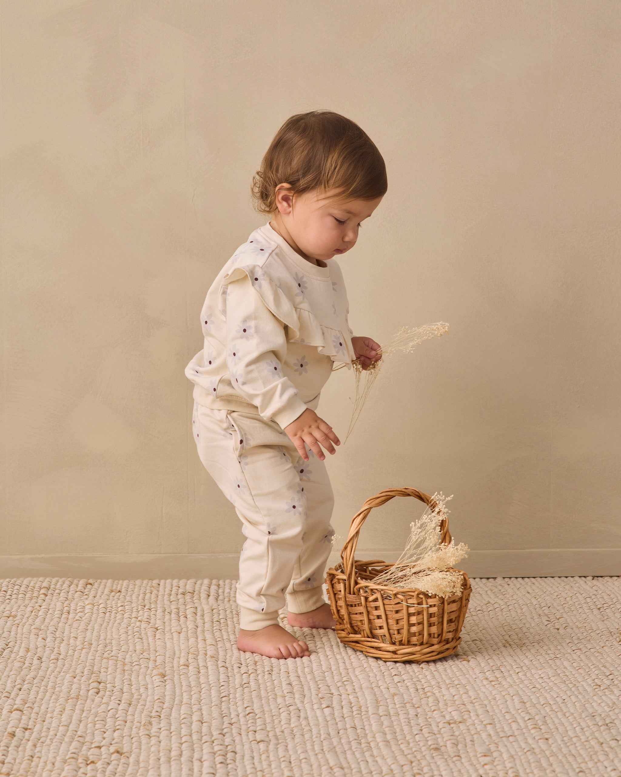 Relaxed Fleece Sweatpant Blue Daisy - Rylee + Cru | Kids Clothes | Trendy Baby Clothes | Modern Infant Outfits |