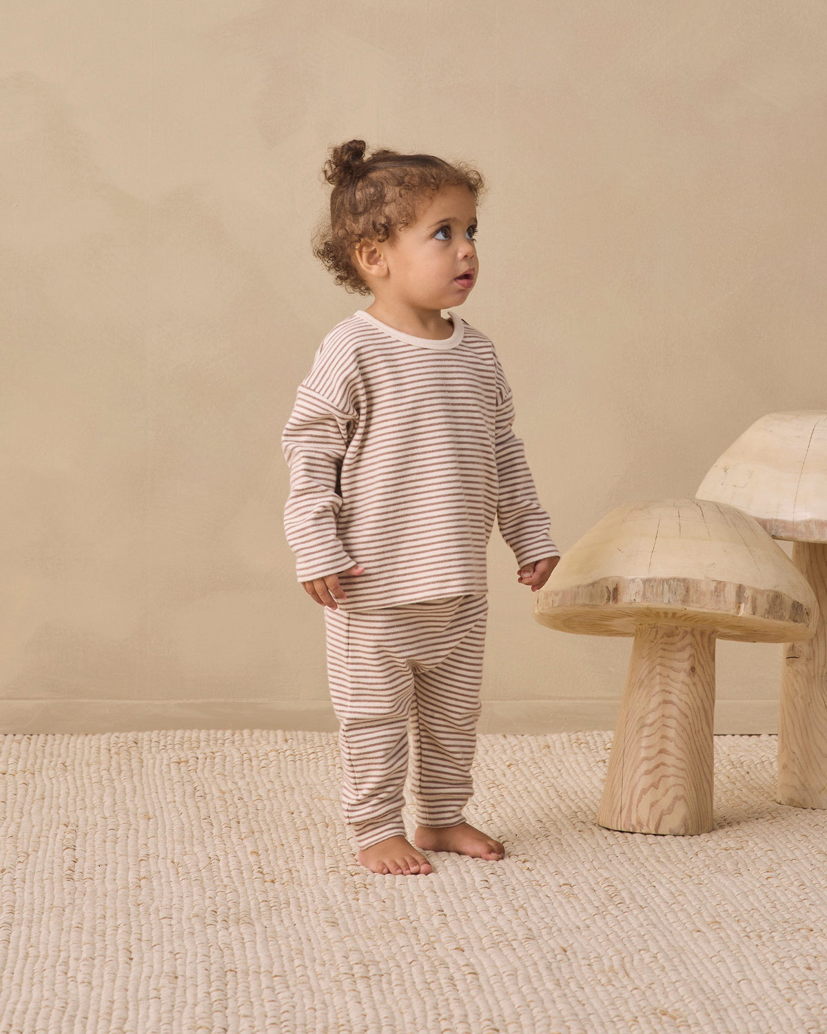Drawstring Pant Cocoa Microstripe - Rylee + Cru | Kids Clothes | Trendy Baby Clothes | Modern Infant Outfits |
