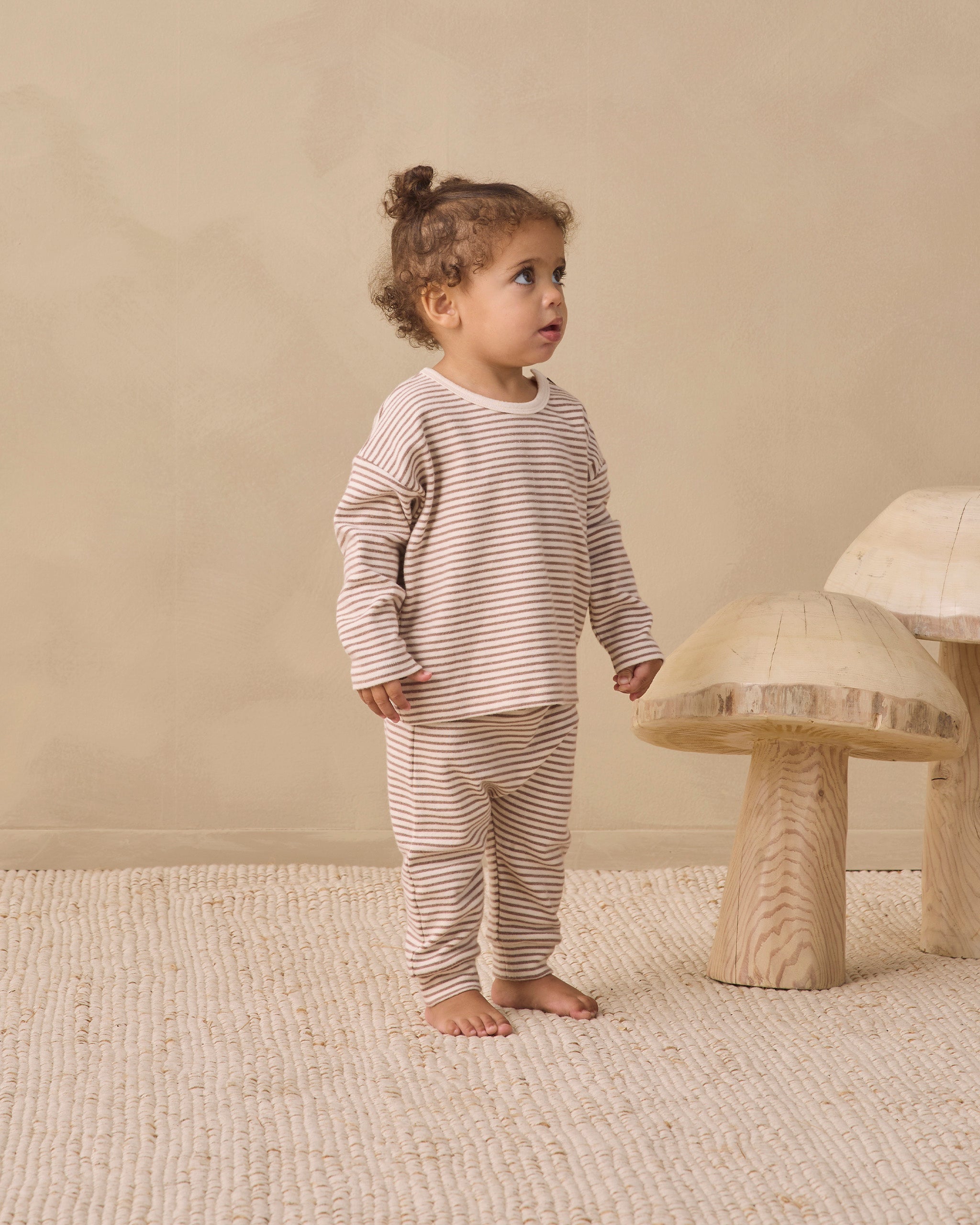 Long Sleeve Tee Cocoa Microstripe - Rylee + Cru | Kids Clothes | Trendy Baby Clothes | Modern Infant Outfits |