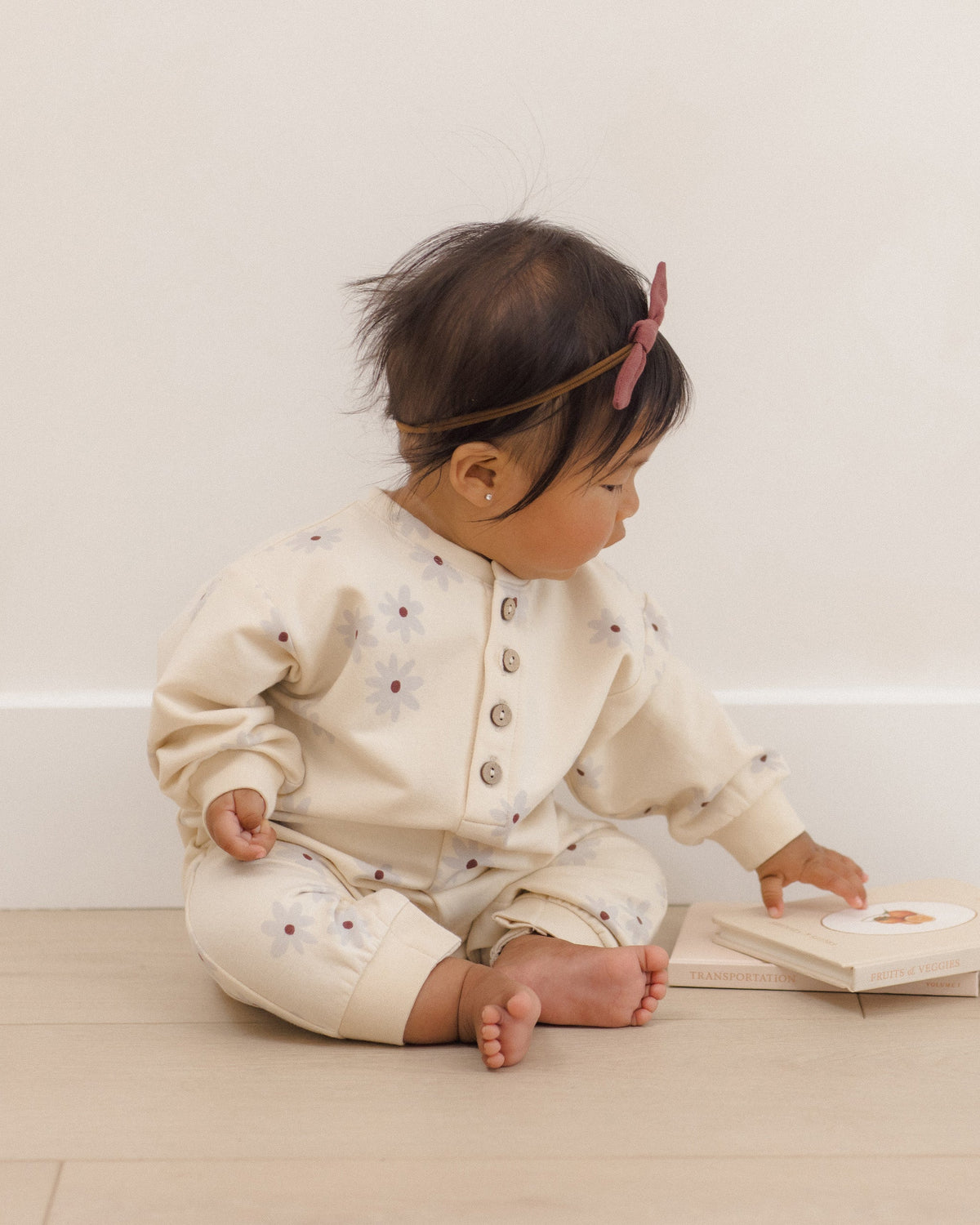 Relaxed Fleece Jumpsuit Blue Daisy - Rylee + Cru | Kids Clothes | Trendy Baby Clothes | Modern Infant Outfits |