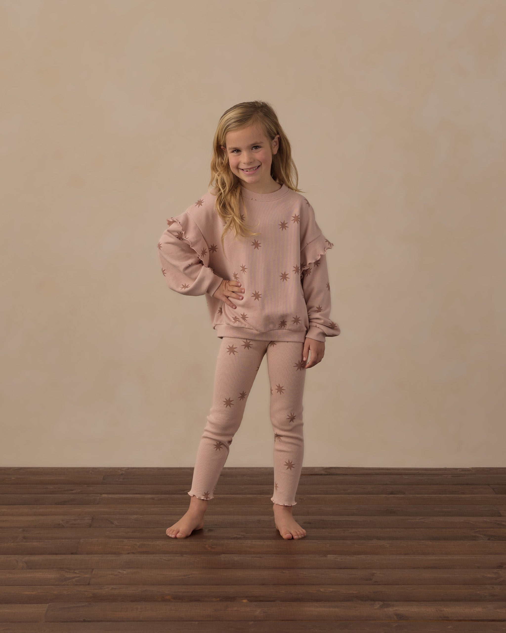 Ruffle Sweatshirt Clay Stars - Rylee + Cru | Kids Clothes | Trendy Baby Clothes | Modern Infant Outfits |
