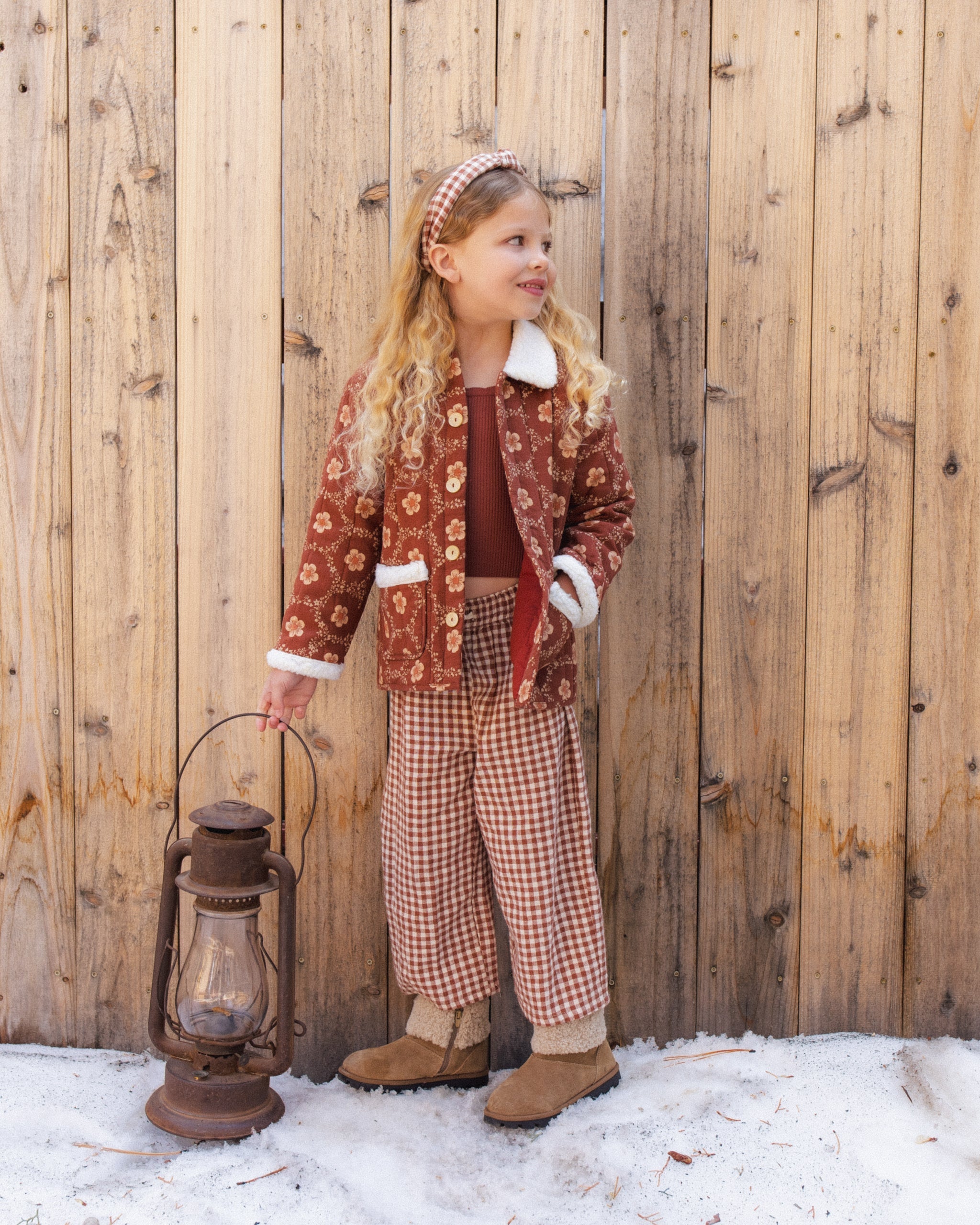 Wide Leg Pant Brick Check - Rylee + Cru | Kids Clothes | Trendy Baby Clothes | Modern Infant Outfits |
