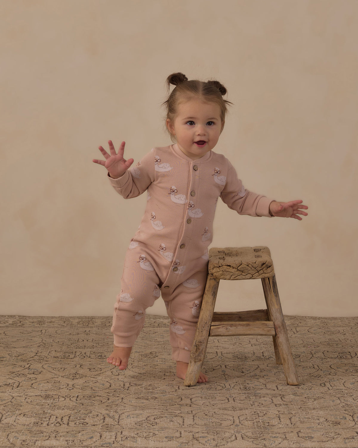 Button Down Jumpsuit Swans - Rylee + Cru | Kids Clothes | Trendy Baby Clothes | Modern Infant Outfits |