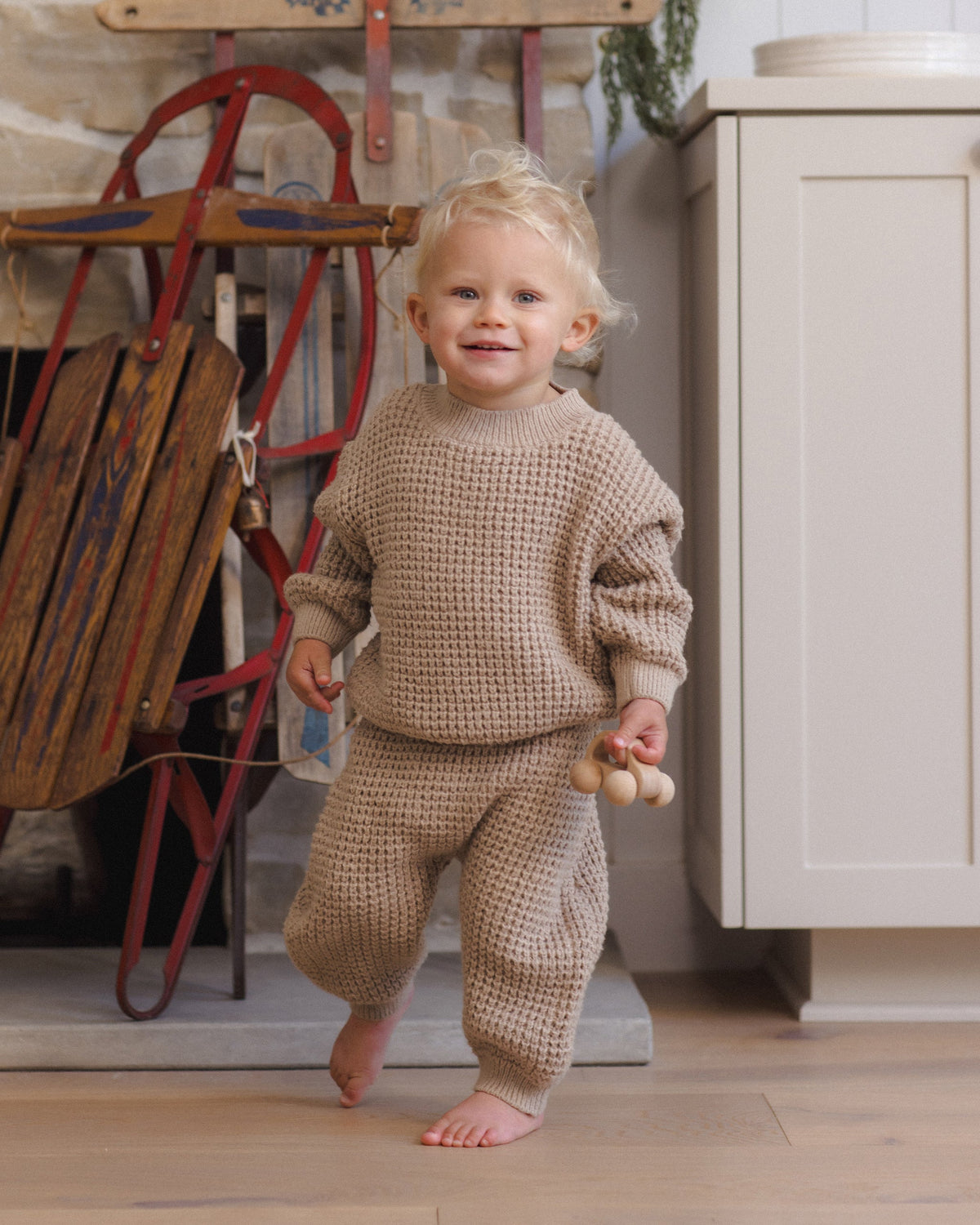 Chunky Knit Pant Heathered Latte - Rylee + Cru | Kids Clothes | Trendy Baby Clothes | Modern Infant Outfits |