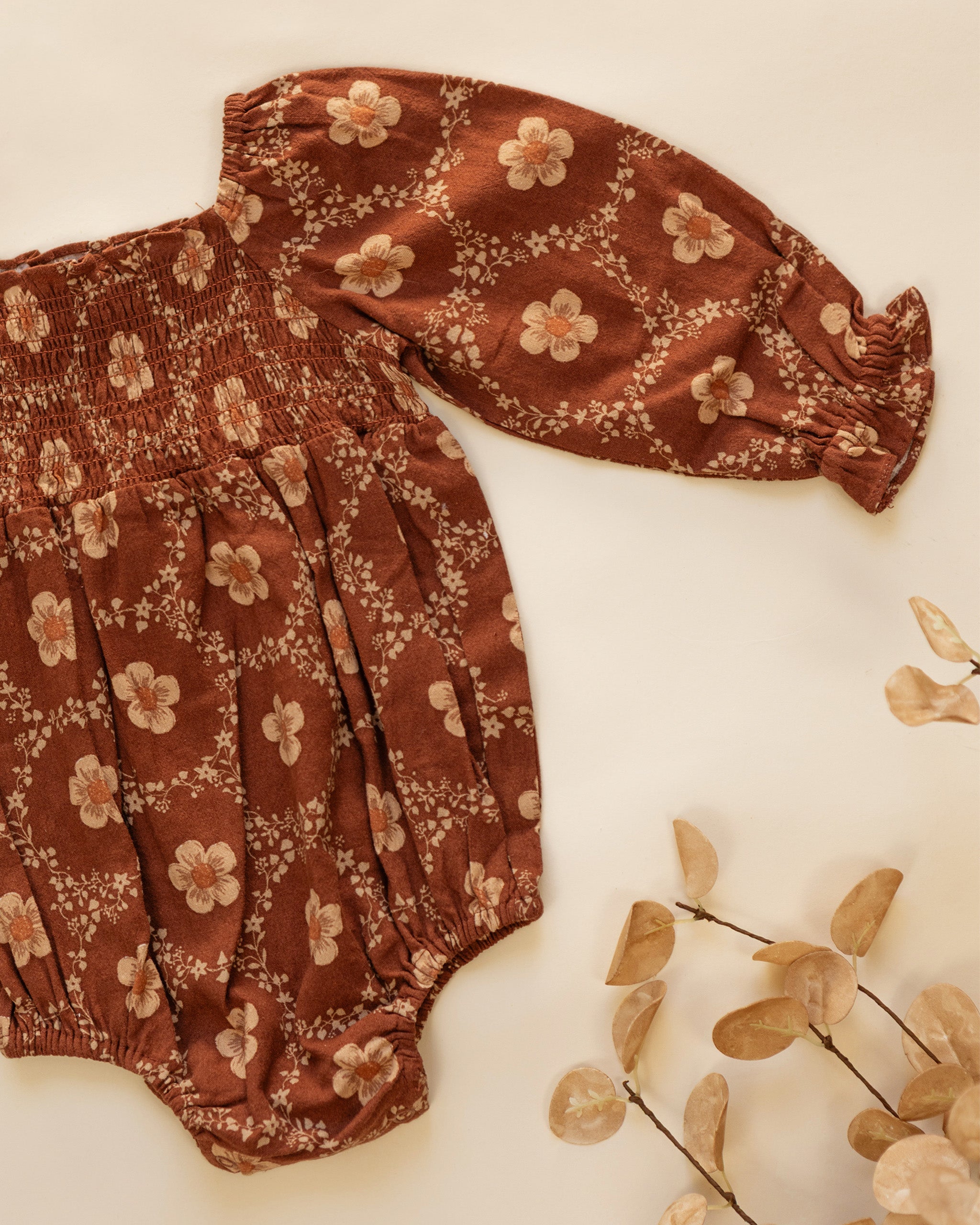 Adelaide Romper Brick Daisies - Rylee + Cru | Kids Clothes | Trendy Baby Clothes | Modern Infant Outfits |