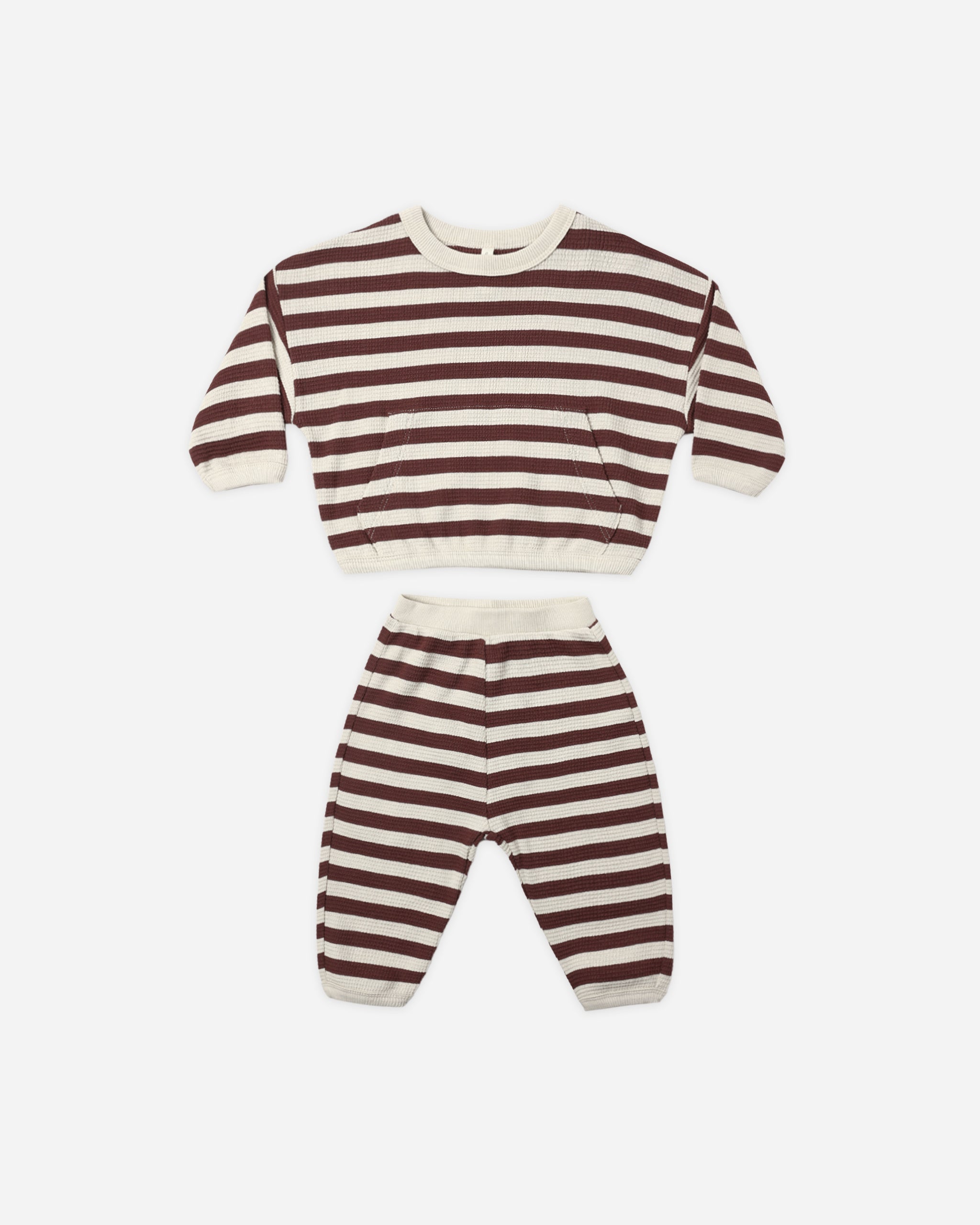 Waffle Slouch Set Black Cherry Stripe - Rylee + Cru | Kids Clothes | Trendy Baby Clothes | Modern Infant Outfits |