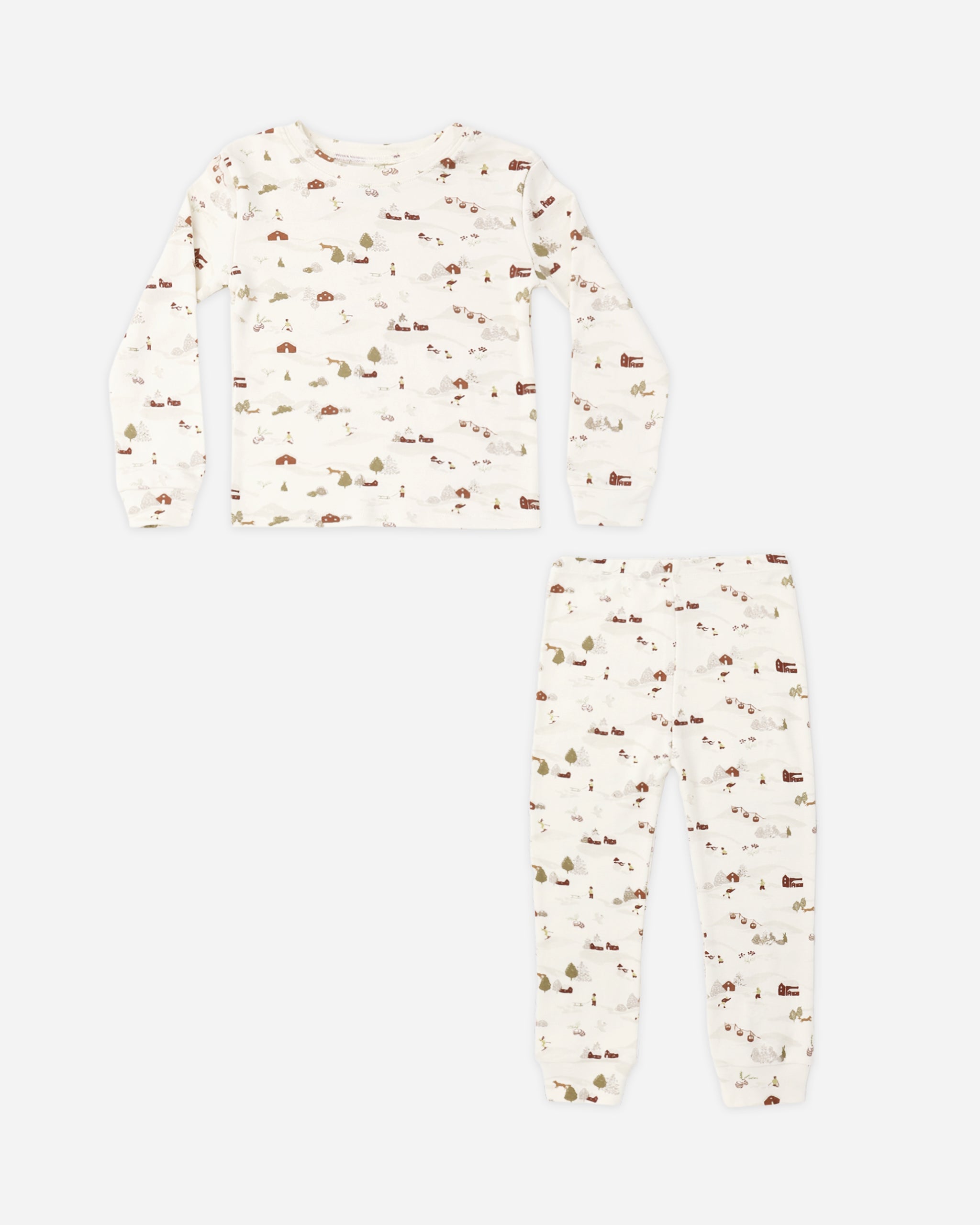 Organic Long Sleeve Pajama Set Ski Town - Rylee + Cru | Kids Clothes | Trendy Baby Clothes | Modern Infant Outfits |