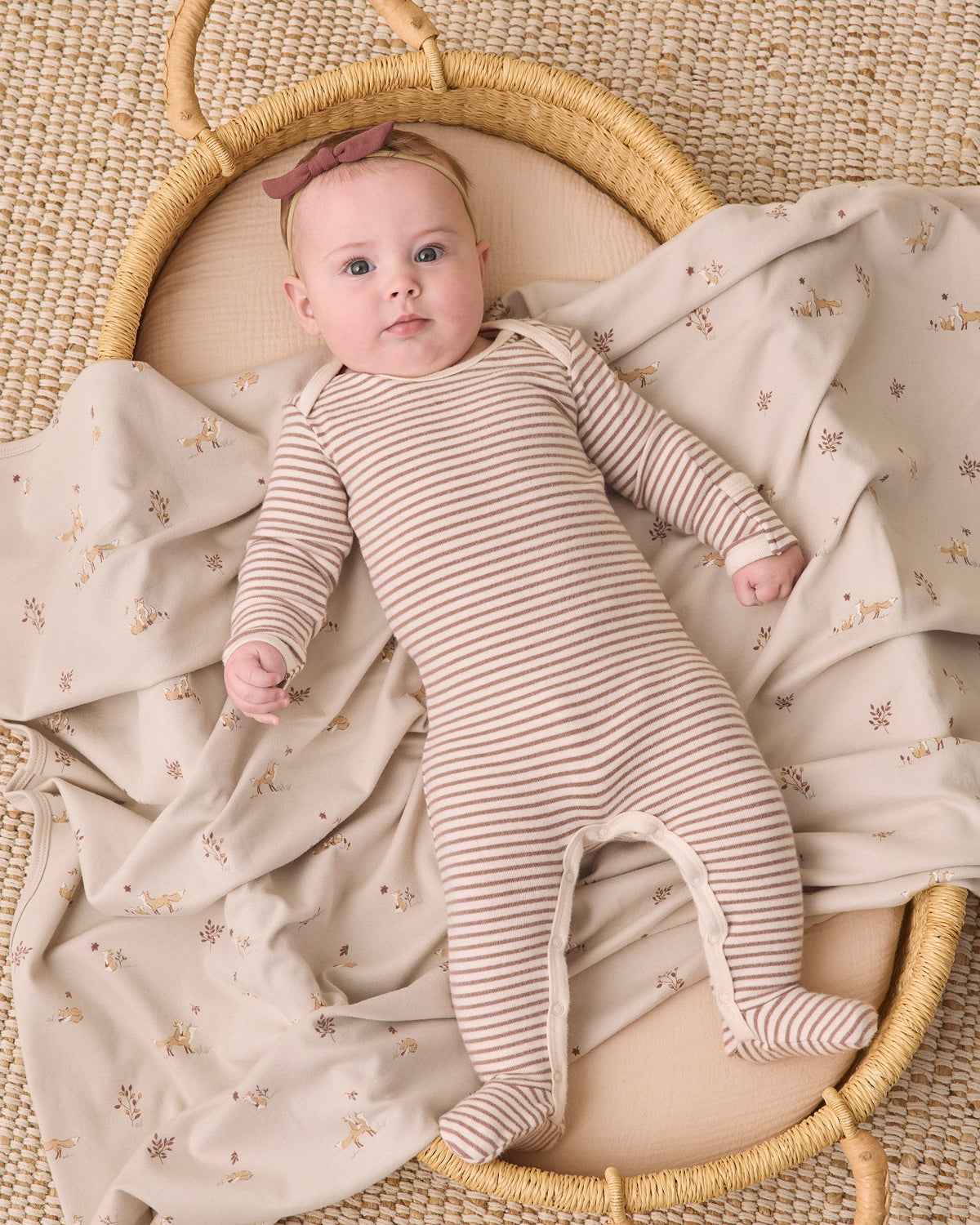 Baby Footie Cocoa Microstripe - Rylee + Cru | Kids Clothes | Trendy Baby Clothes | Modern Infant Outfits |