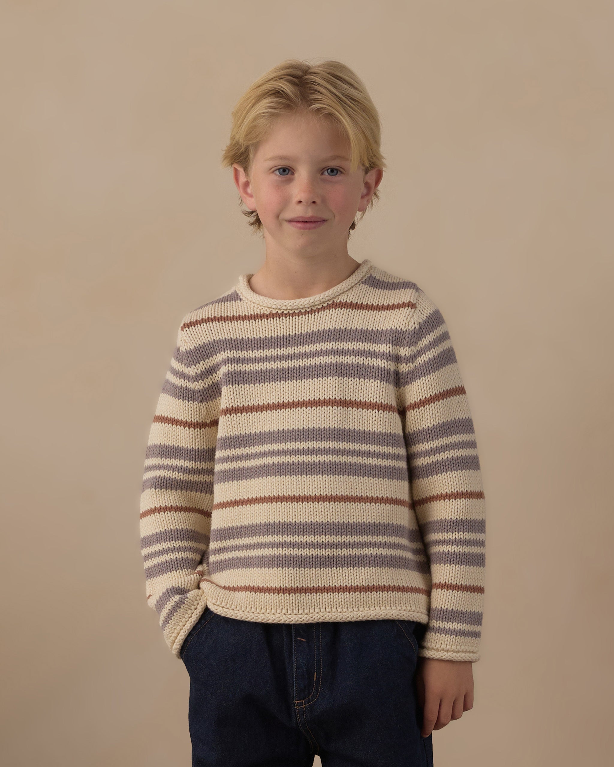 Jacques Sweater Dusty Blue Stripe - Rylee + Cru | Kids Clothes | Trendy Baby Clothes | Modern Infant Outfits |