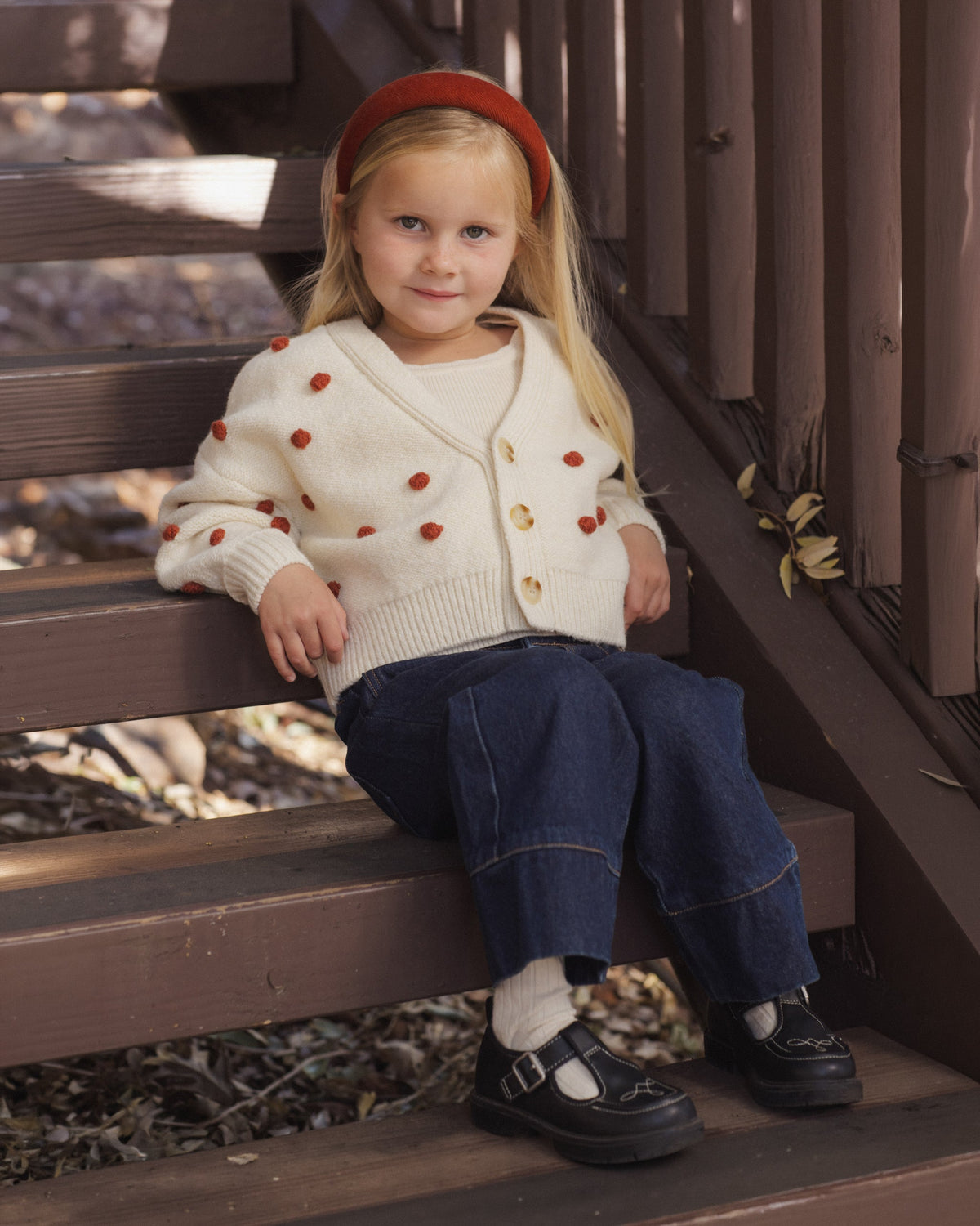 Boxy Crop Cardigan Ruby Bobble - Rylee + Cru | Kids Clothes | Trendy Baby Clothes | Modern Infant Outfits |