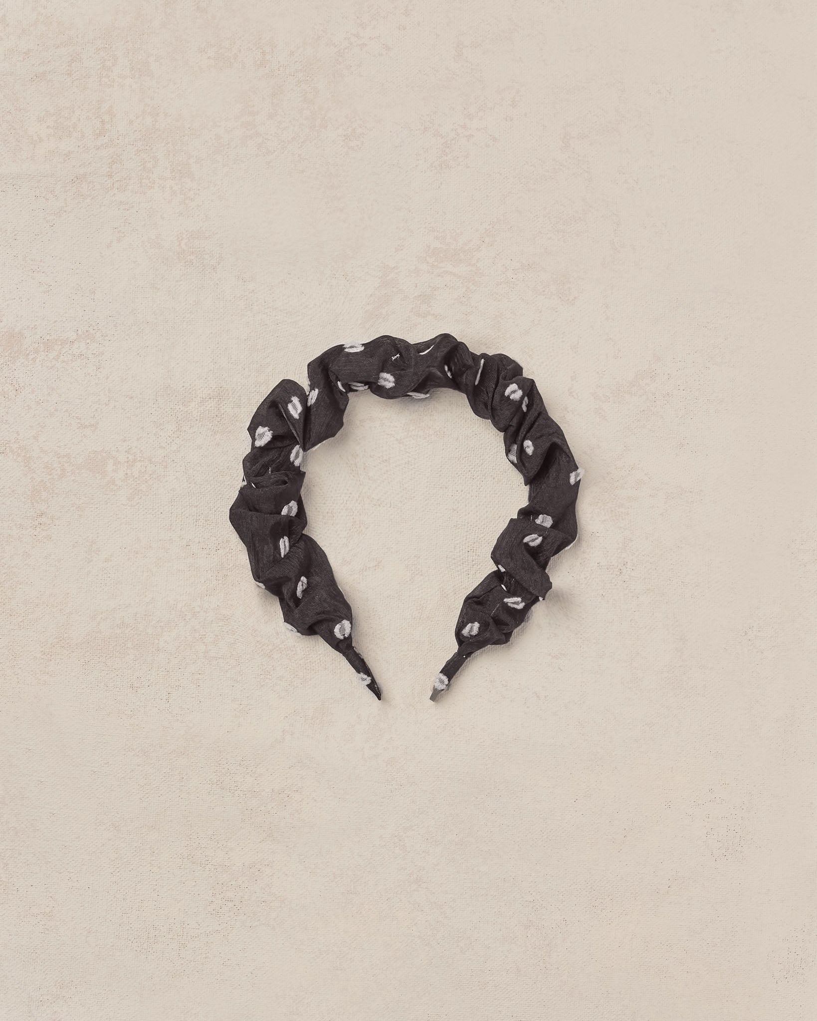 Gathered Headband || Black & Ivory Dot