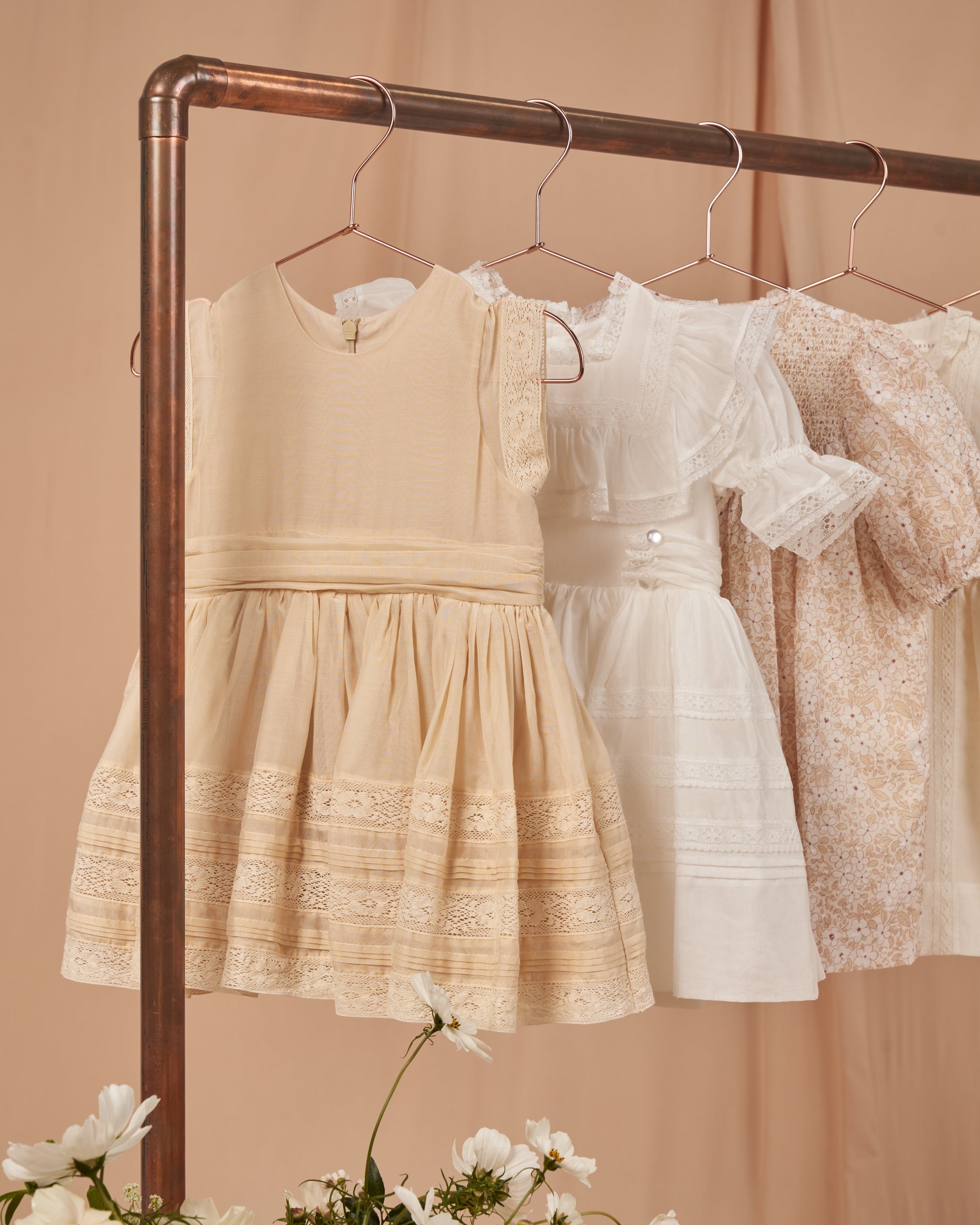 Dahlia Dress || Champagne - Rylee + Cru | Kids Clothes | Trendy Baby Clothes | Modern Infant Outfits |