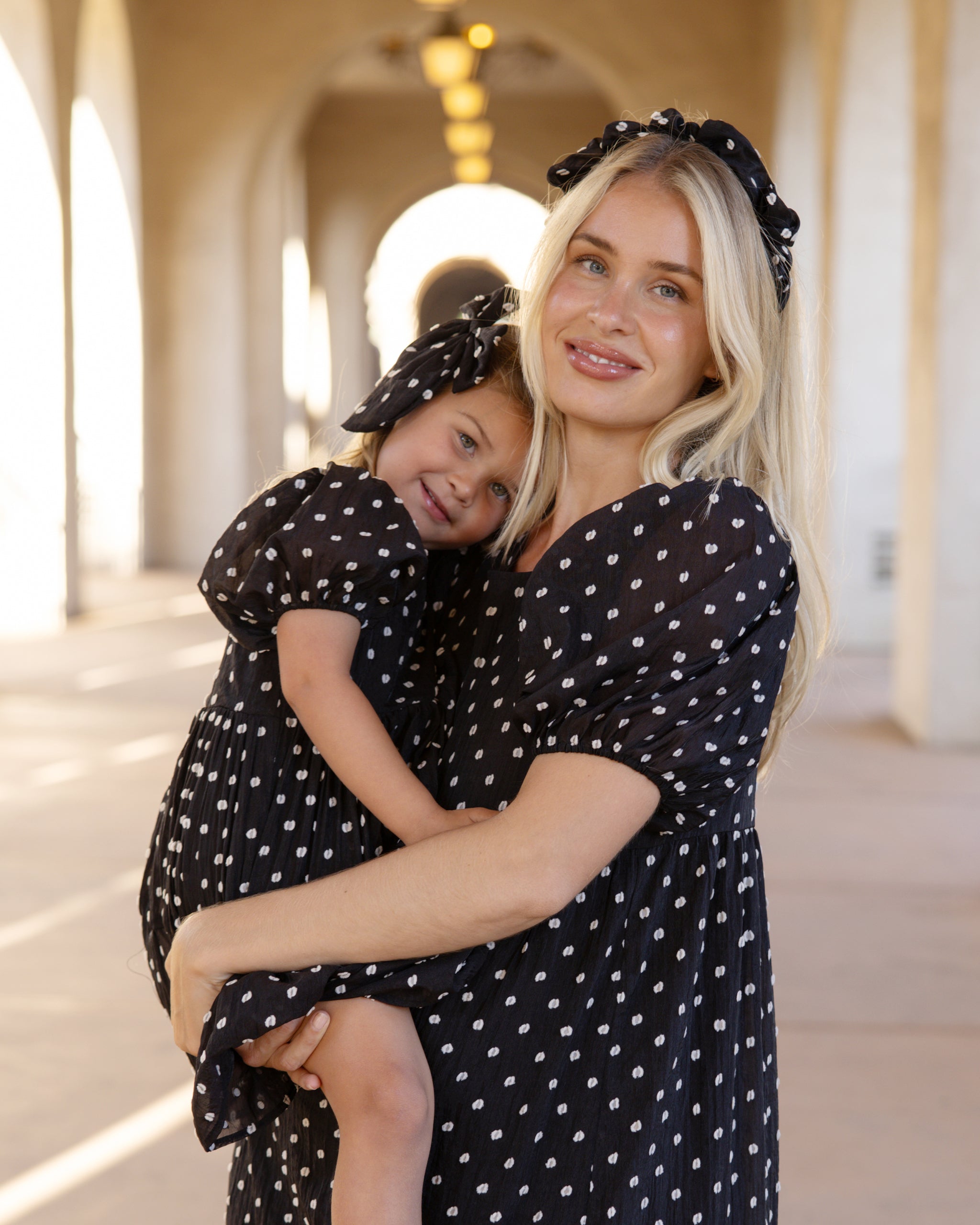 Claire Dress | Black & Ivory Dot