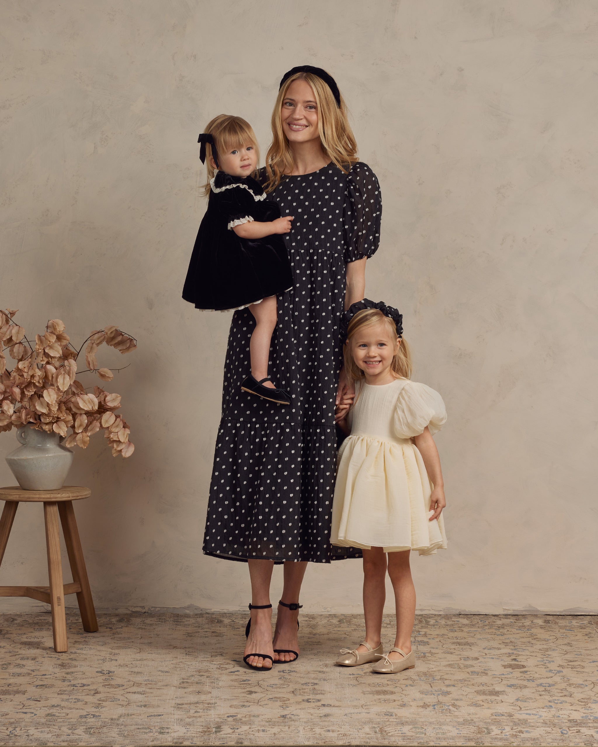 Claire Dress | Black & Ivory Dot