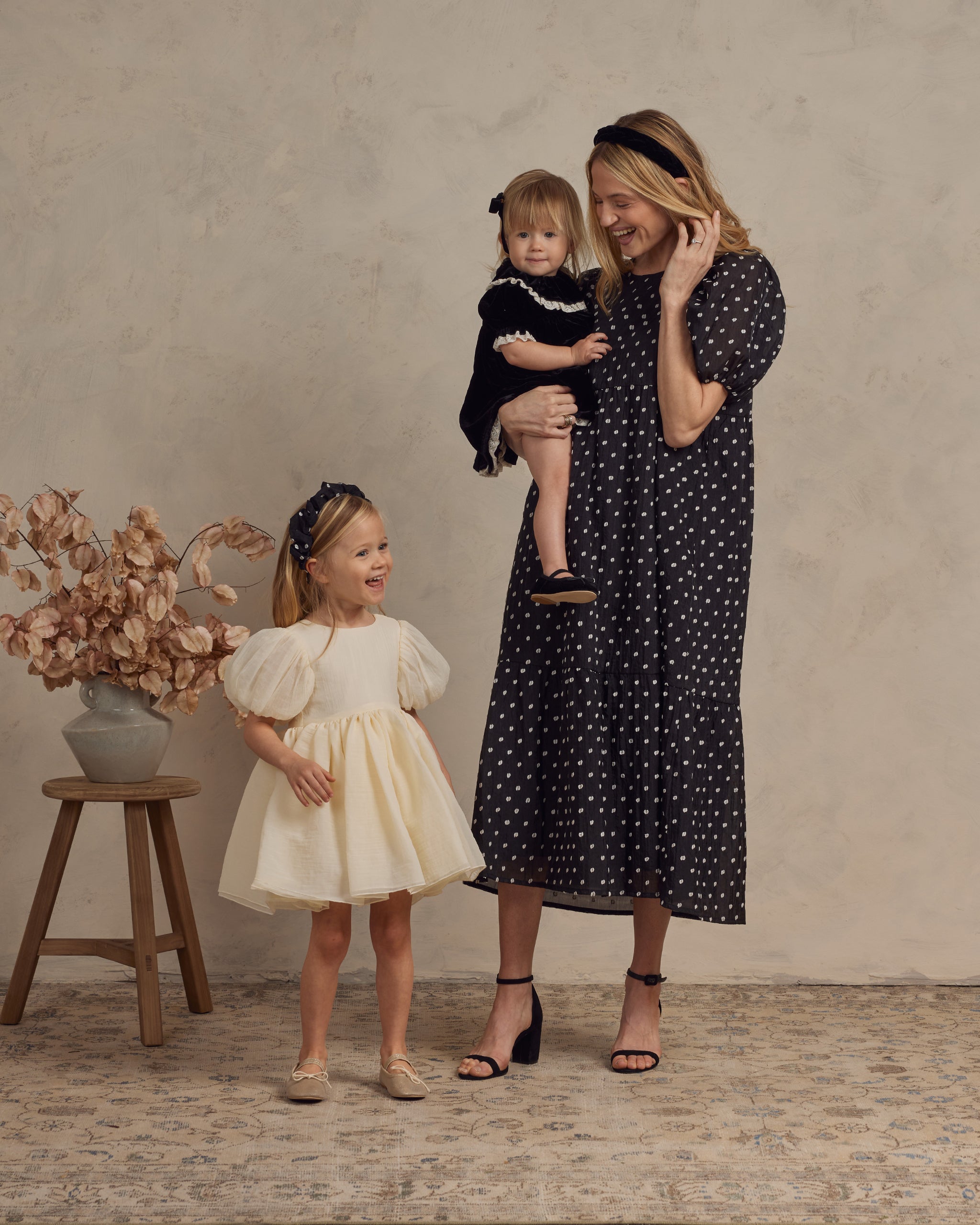 Claire Dress | Black & Ivory Dot