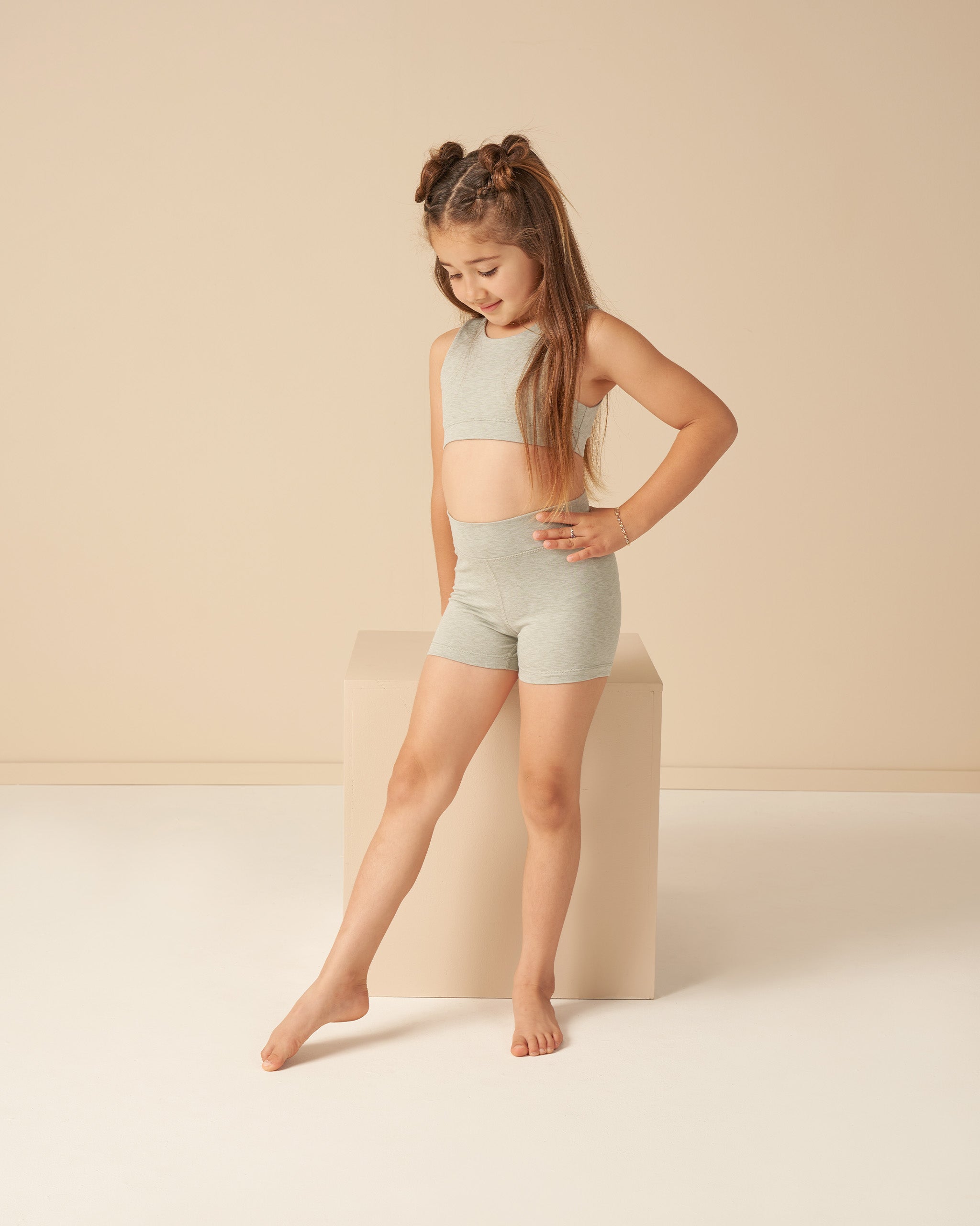 Shortie Short || Heathered Seafoam - Rylee + Cru | Kids Clothes | Trendy Baby Clothes | Modern Infant Outfits |