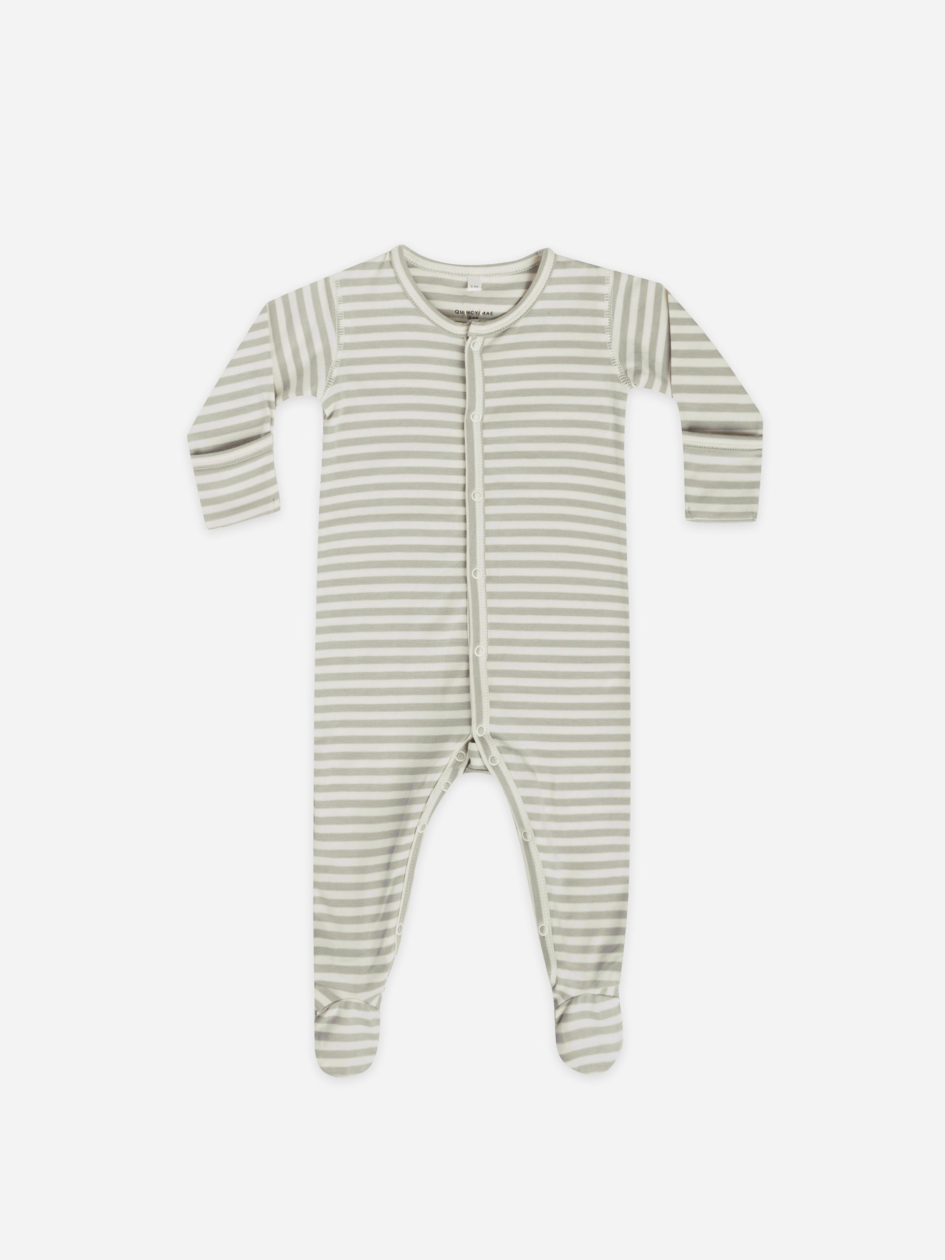 full snap footie | pistachio stripe - Quincy Mae | Baby Basics | Baby Clothing | Organic Baby Clothes | Modern Baby Boy Clothes |