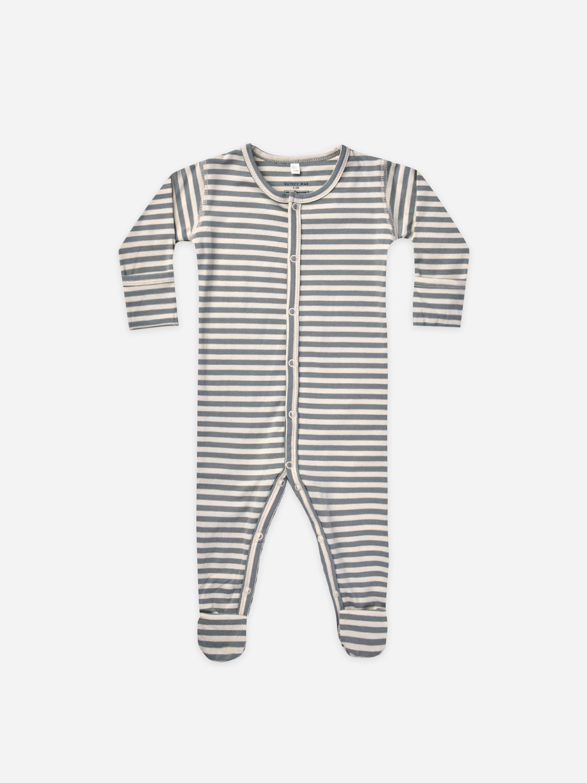 full snap footie | sea green stripe - Quincy Mae | Baby Basics | Baby Clothing | Organic Baby Clothes | Modern Baby Boy Clothes |