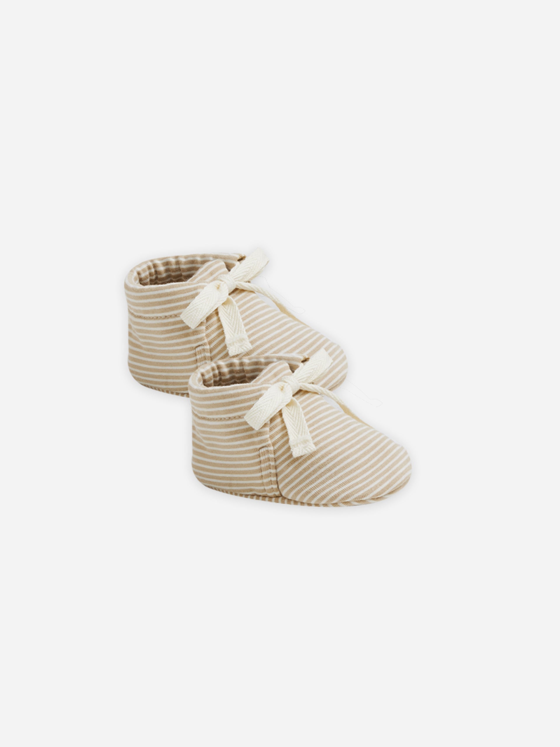 Baby Booties || Latte Micro Stripe - Rylee + Cru | Kids Clothes | Trendy Baby Clothes | Modern Infant Outfits |