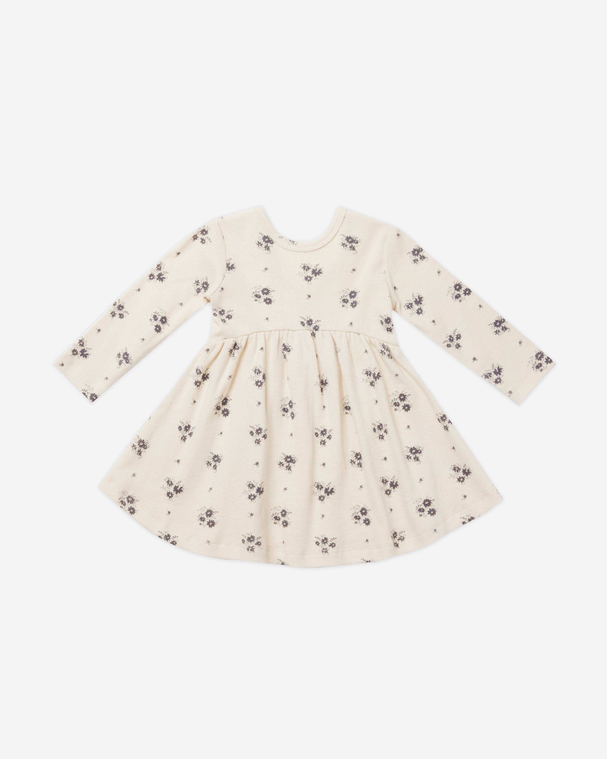 Ribbed Long Sleeve Dress || Navy Ditsy - Rylee + Cru | Kids Clothes | Trendy Baby Clothes | Modern Infant Outfits |