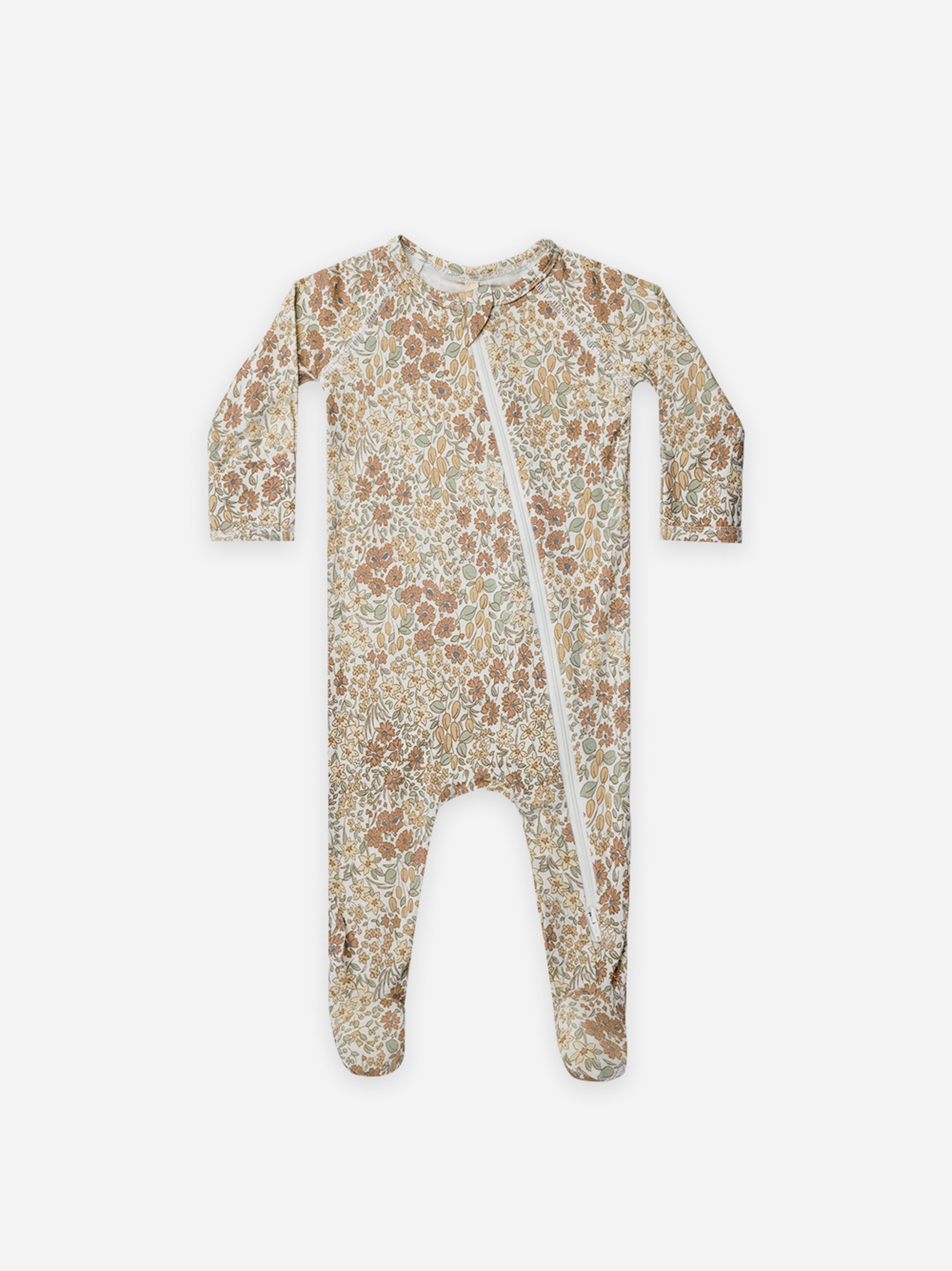 bamboo zip footie | wild flowers - Quincy Mae | Baby Basics | Baby Clothing | Organic Baby Clothes | Modern Baby Boy Clothes |