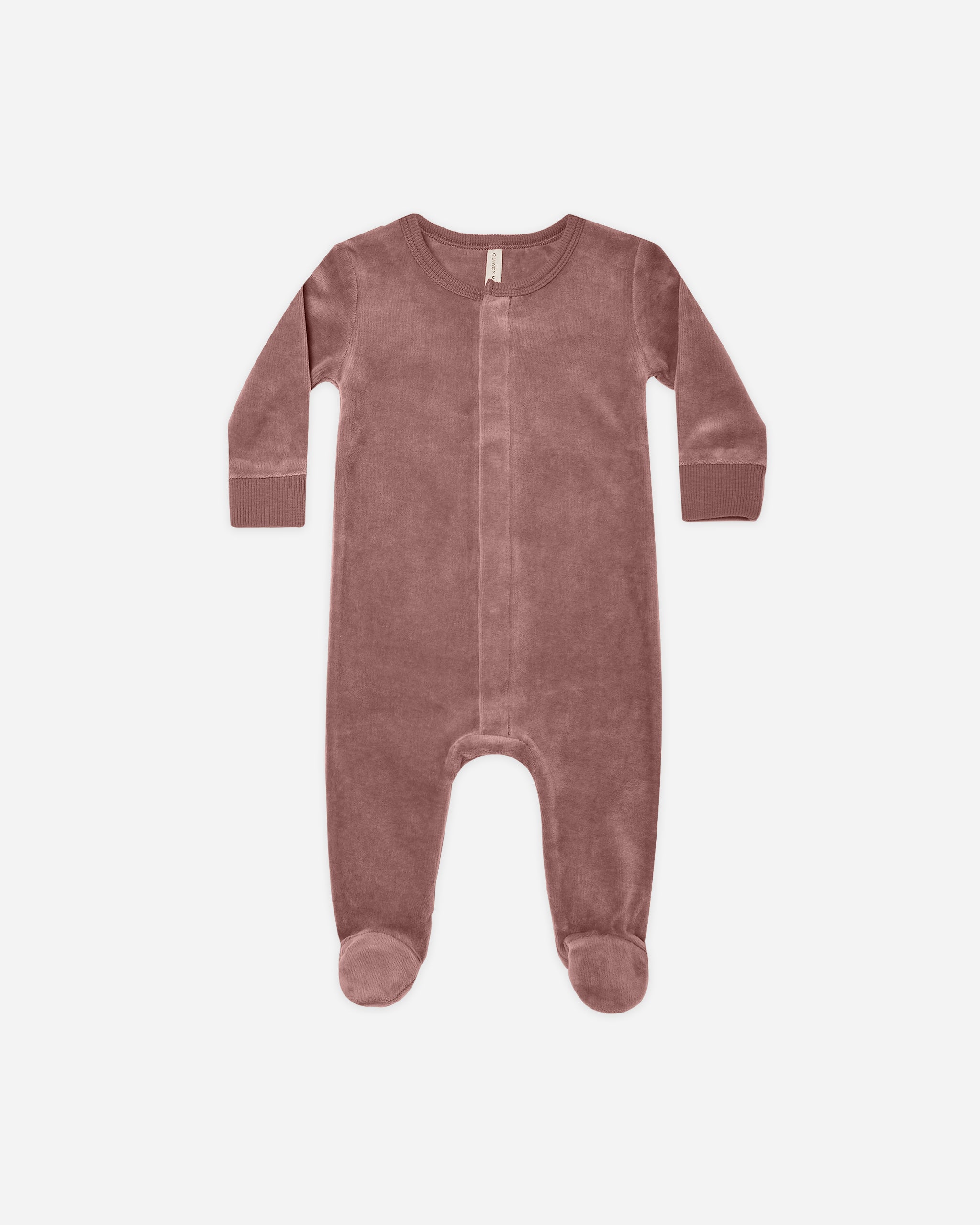 Velour Hidden Snap Footie || Fig - Rylee + Cru | Kids Clothes | Trendy Baby Clothes | Modern Infant Outfits |