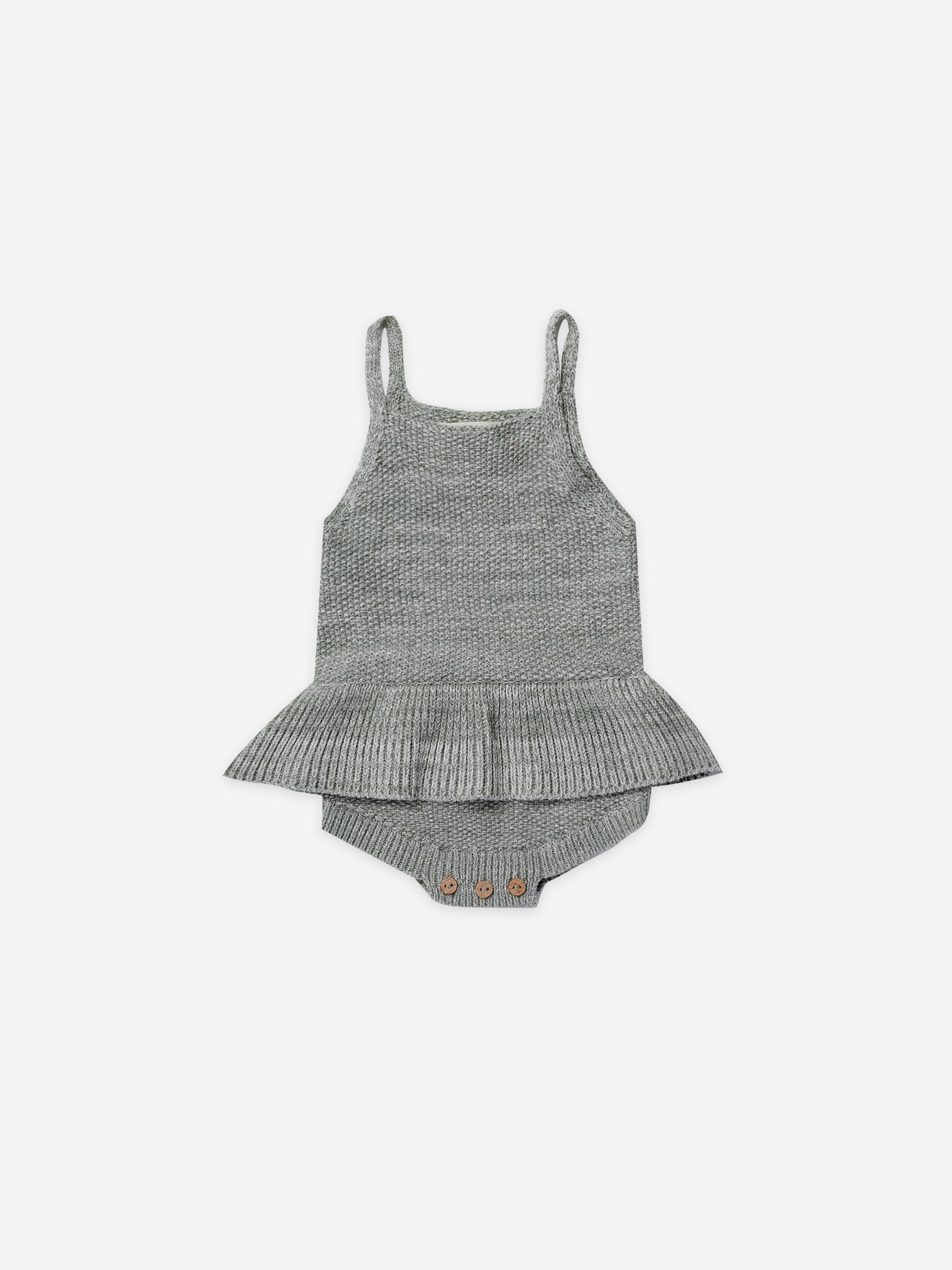 knit ruffle romper | sea green heather - Quincy Mae | Baby Basics | Baby Clothing | Organic Baby Clothes | Modern Baby Boy Clothes |
