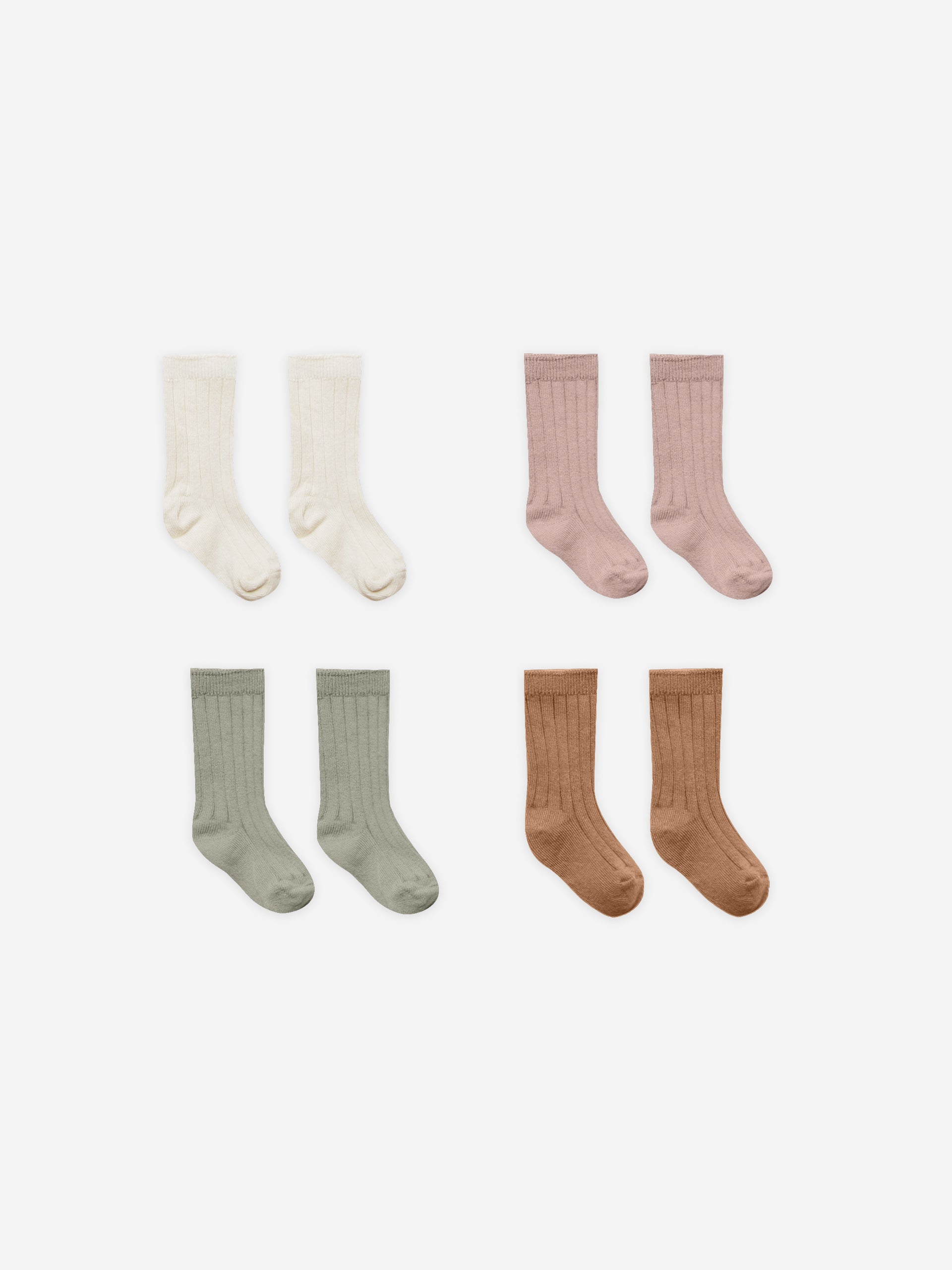 Socks, Set Of 4 || Natural, Mauve, Basil, Cinnamon