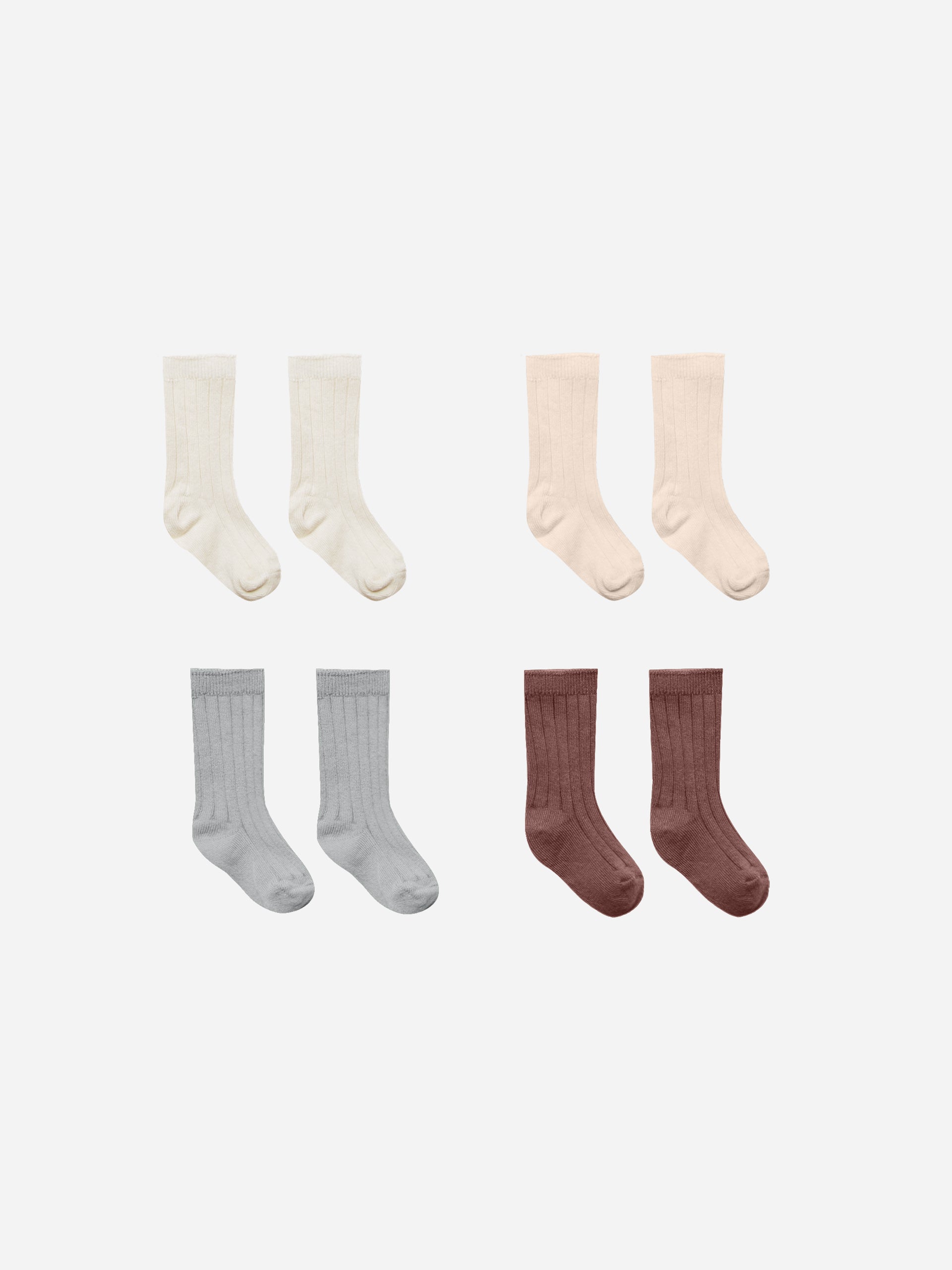Socks, Set Of 4 || Ivory, Shell, Dusty Blue, Plum - Rylee + Cru | Kids Clothes | Trendy Baby Clothes | Modern Infant Outfits |