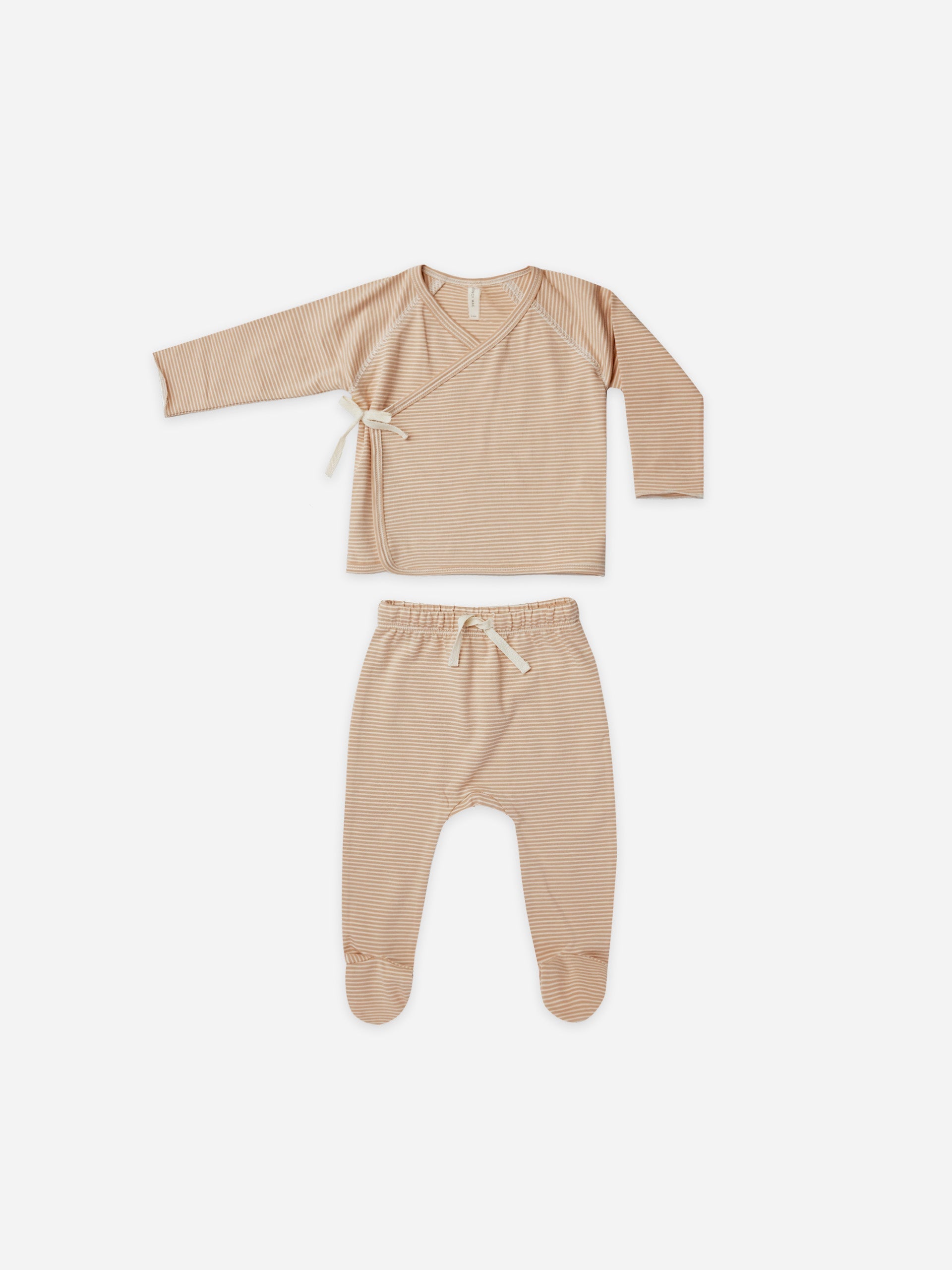 wrap top + pant set | apricot stripe - Quincy Mae | Baby Basics | Baby Clothing | Organic Baby Clothes | Modern Baby Boy Clothes |