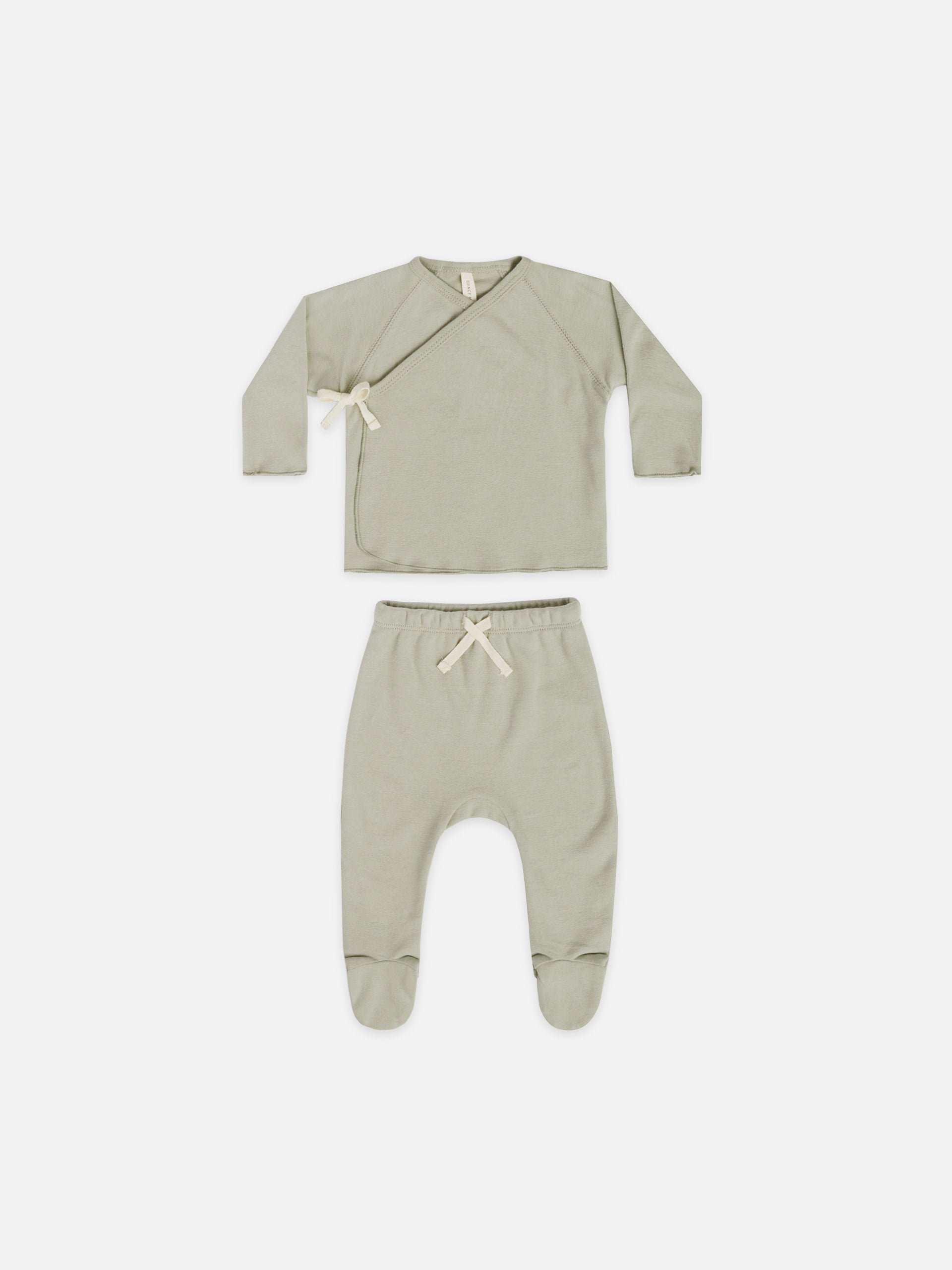 wrap top + pant set | pistachio - Quincy Mae | Baby Basics | Baby Clothing | Organic Baby Clothes | Modern Baby Boy Clothes |