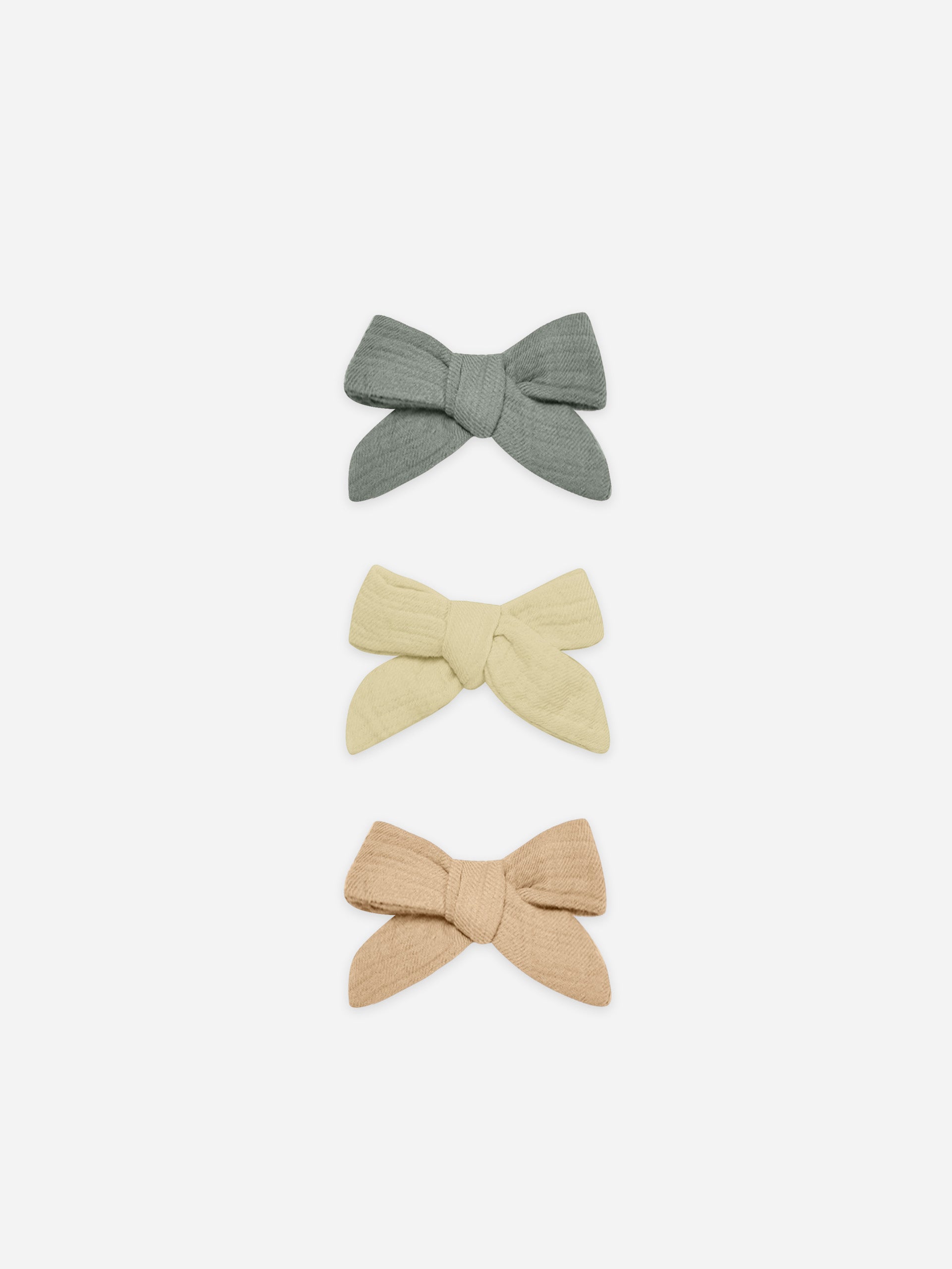 bow w. clip, set of 3 | sea green, yellow, apricot - Quincy Mae | Baby Basics | Baby Clothing | Organic Baby Clothes | Modern Baby Boy Clothes |